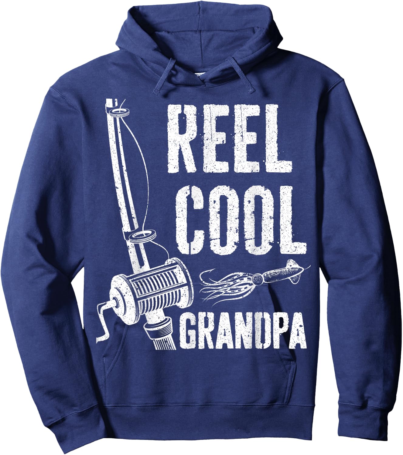 Reel Cool Grandpa Shirt Men Papa Fisherman Fathers Day Hoodie - Hoodie | Navy