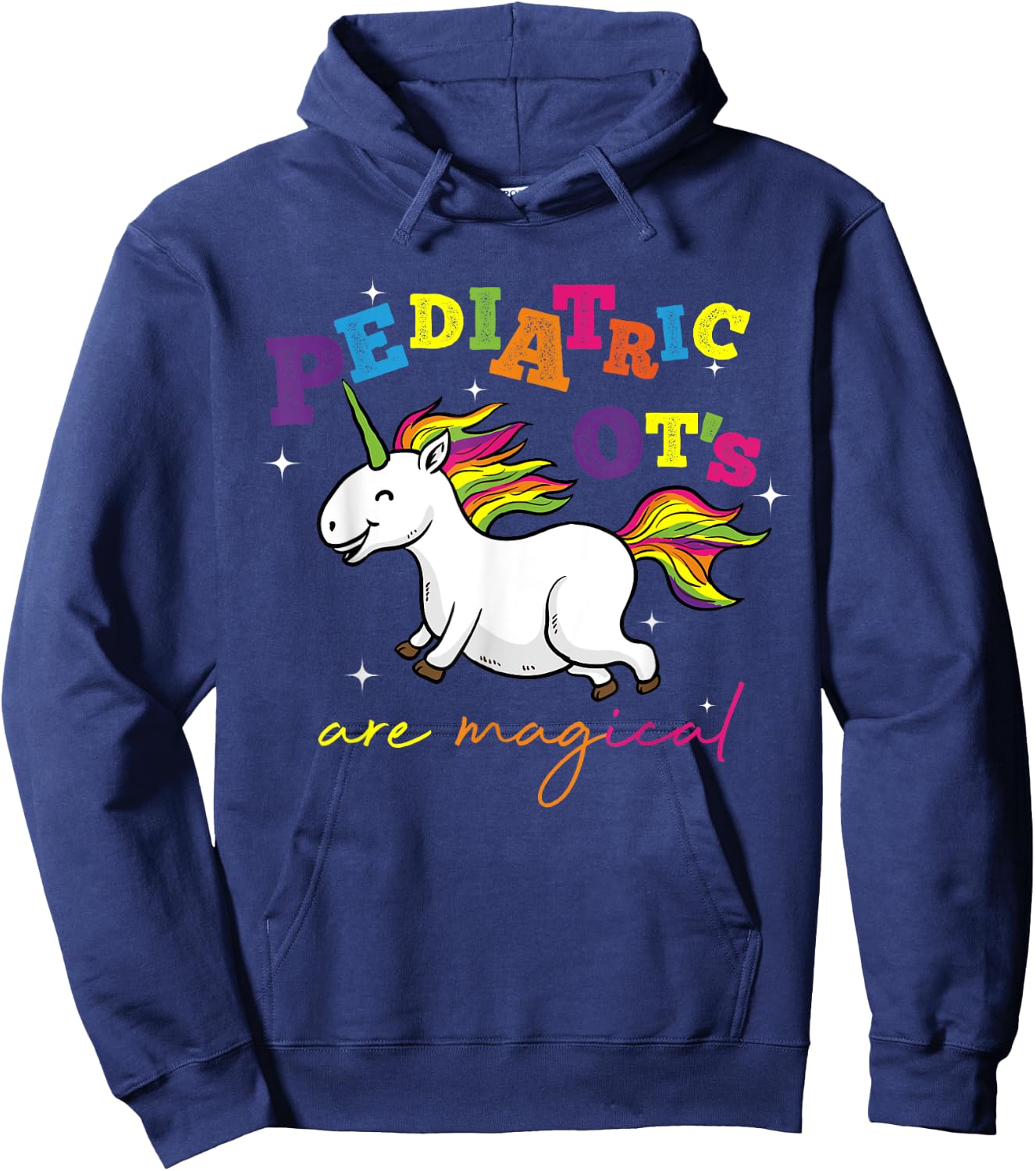 Cute Rainbow Unicorn Pediatric OT Occupational Therapy Gift Hoodie - Hoodie | Navy