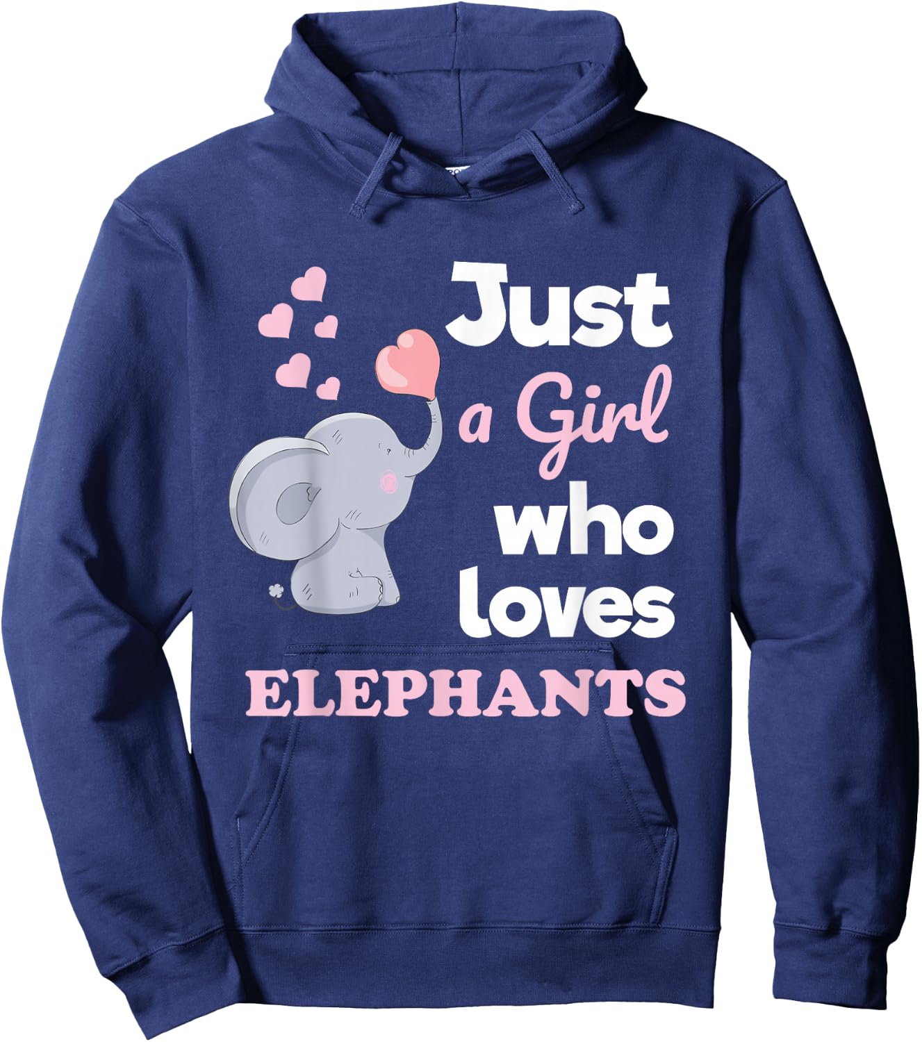 Just a Girl Who Loves Elephants Girls Elephant Lover Hoodie - Hoodie | Navy