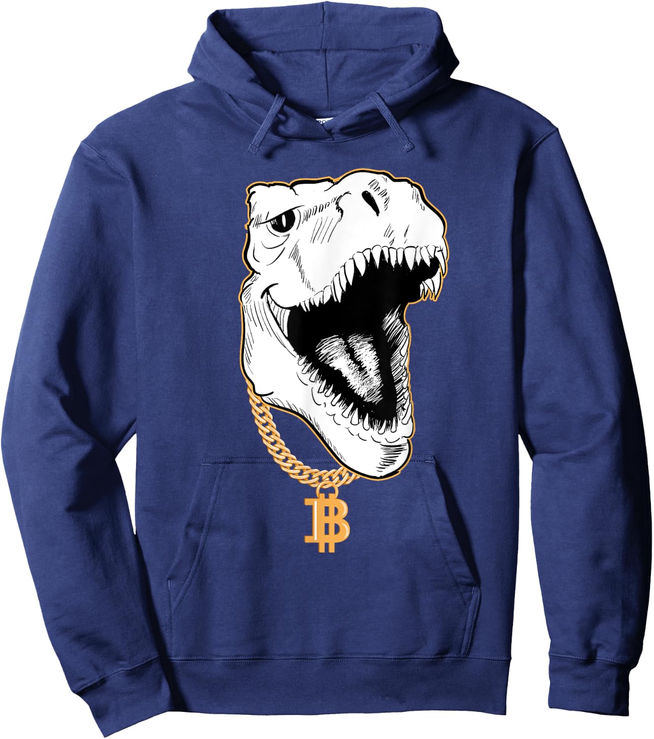 Funny Gangster T-Rex Bitcoin Cryptocurrency Shirt Hoodie - Hoodie | Navy