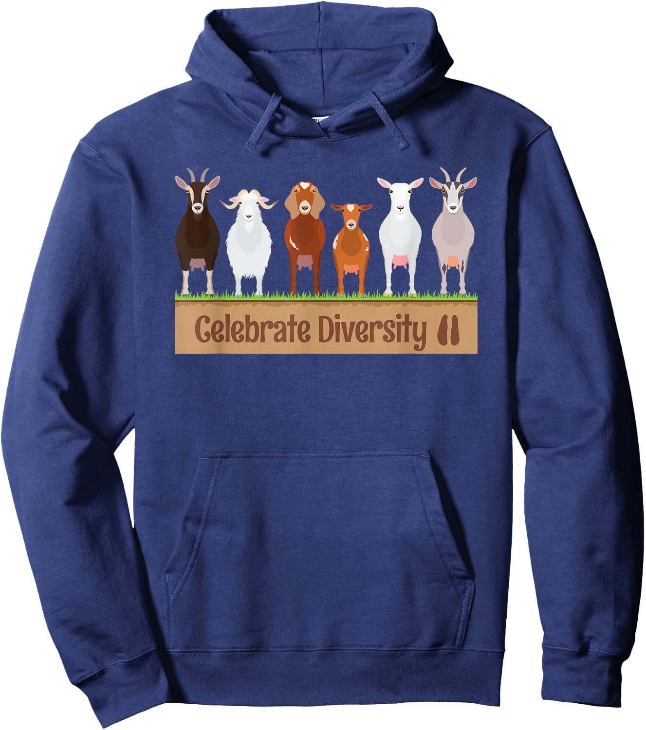 Celebrate Diversity Pet Funny Goats Shirts for Goat Lovers Hoodie - Hoodie | Navy