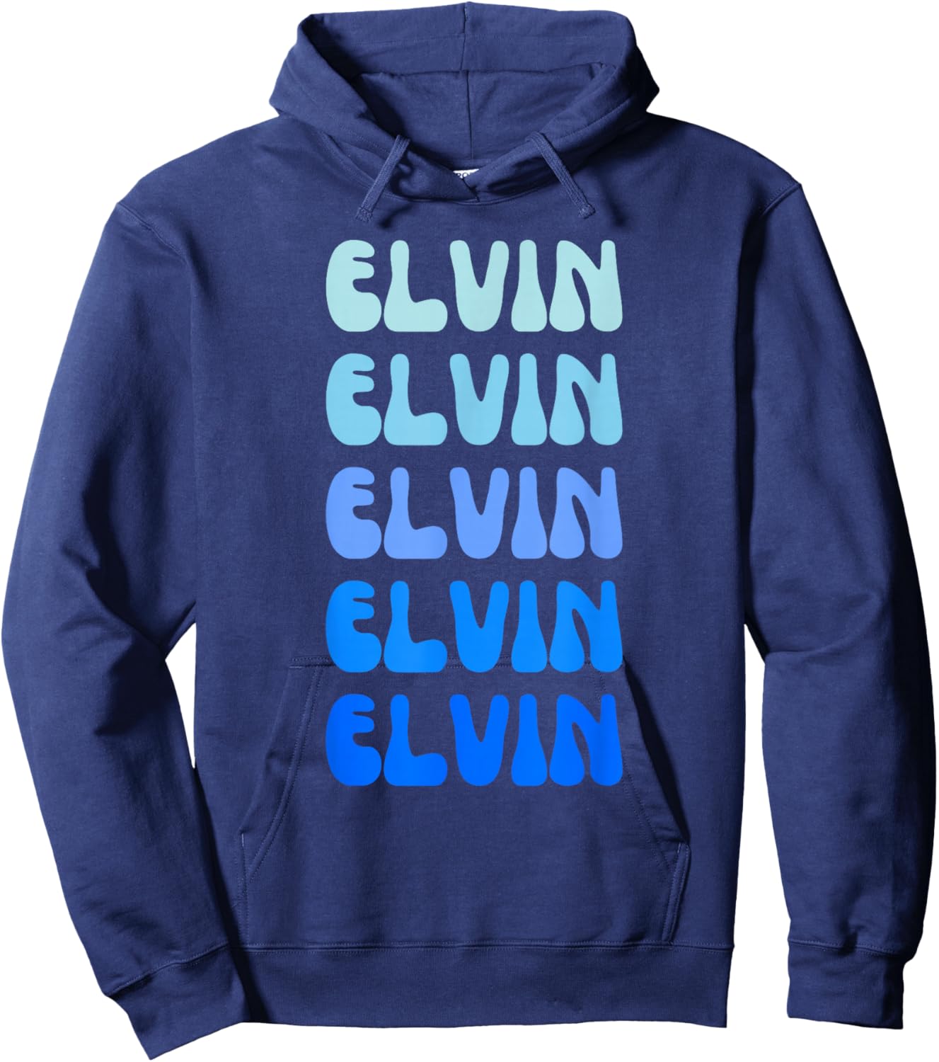 Elvin Retro Name Stack Design Hoodie - Hoodie | Navy