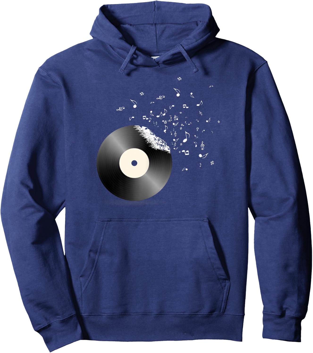 Vinyl Record Shirt - Music Notes Hoodie - Hoodie | Navy