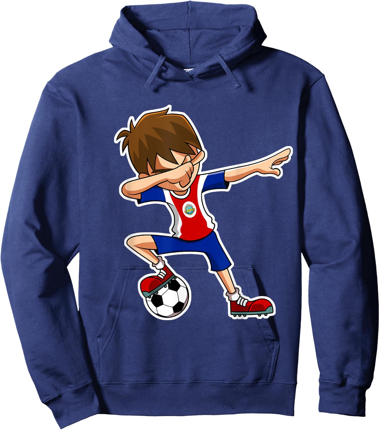 Dabbing Soccer Boy Costa Rica Shirt, Costa Rican Flag Jersey Hoodie - Hoodie | Navy