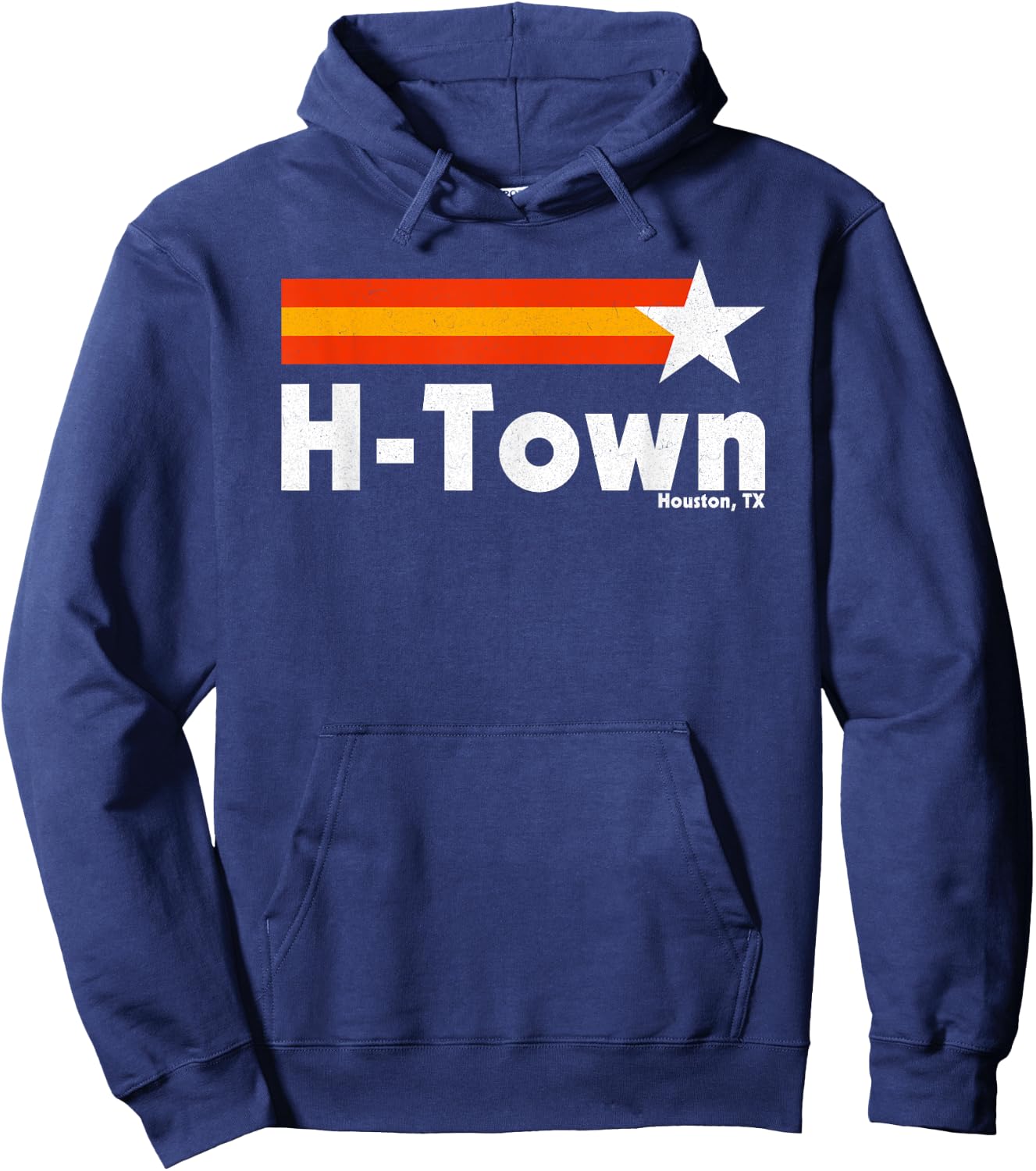 Vintage Distressed H-Town Houston Texas Strong Retro Houston Hoodie - Hoodie | Navy