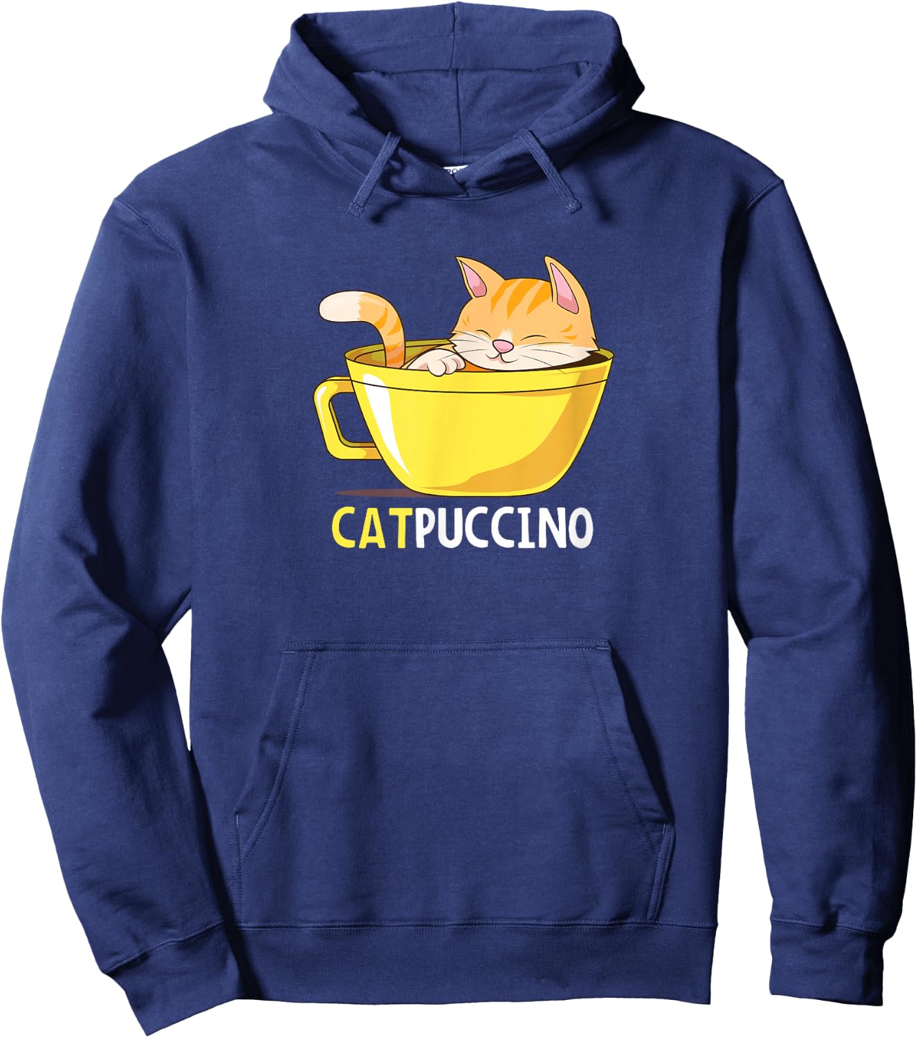 Funny Cat Catpuccino Cappuccino Coffee Cute Kitten Design Hoodie - Hoodie | Navy