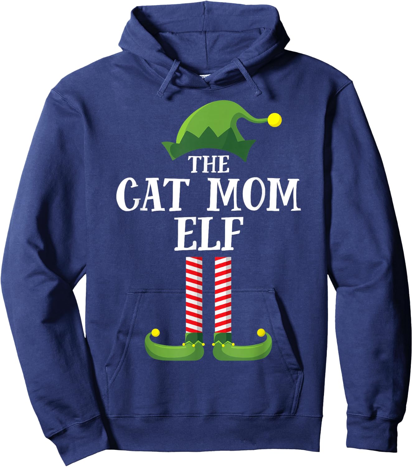 Cat Mom Elf Matching Family Group Christmas Party Pyjamas Women Kids Hoodie - Hoodie | Navy
