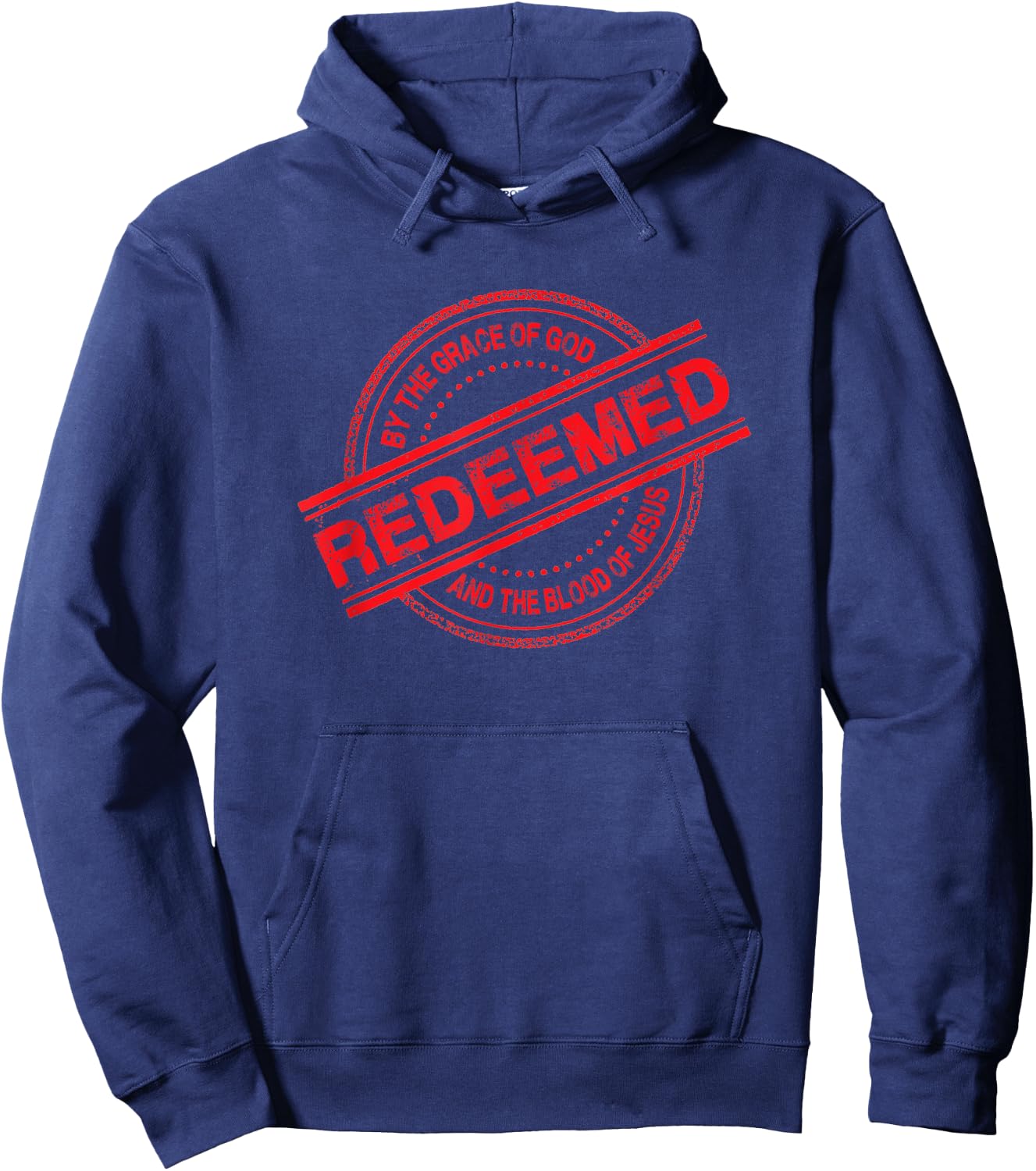 Christian REDEEMED By The Grace of God And Blood of Jesus Hoodie - Hoodie | Navy