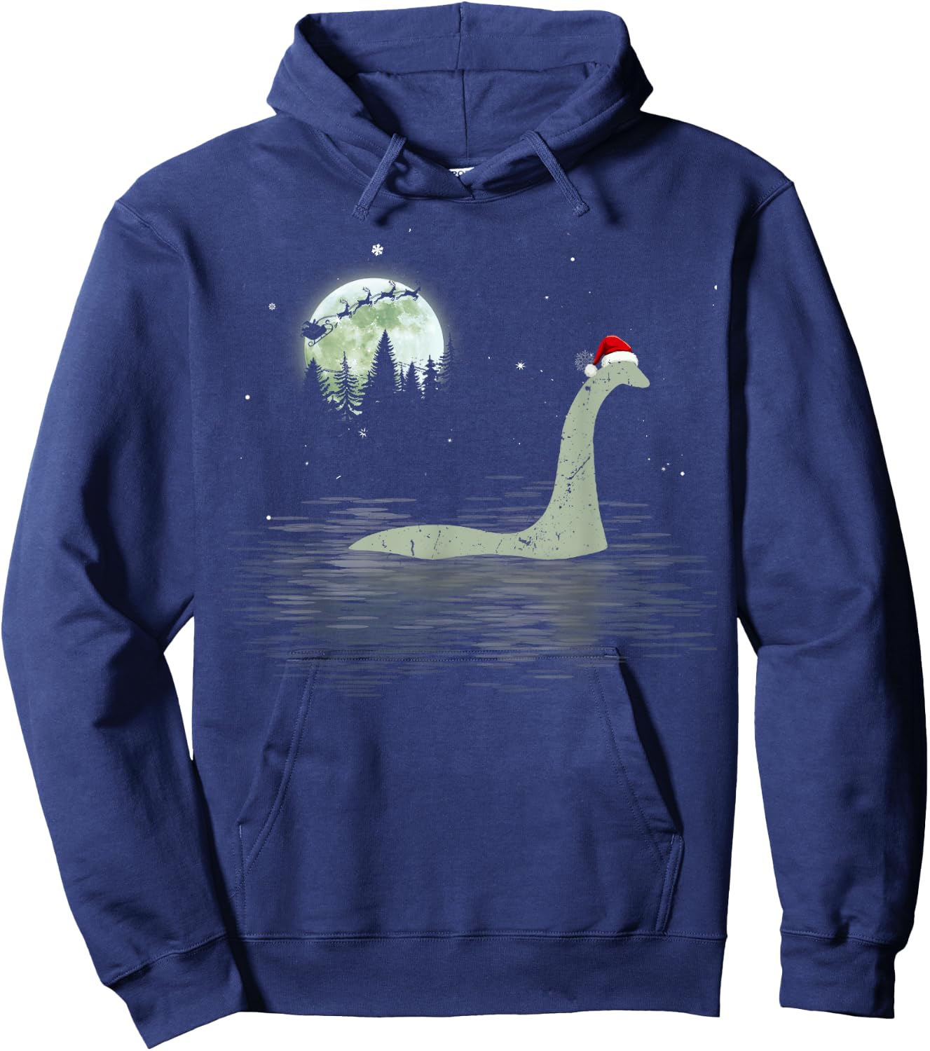 Loch Ness Monster Christmas Santa Nessie Xmas Pajamas Hoodie - Hoodie | Navy