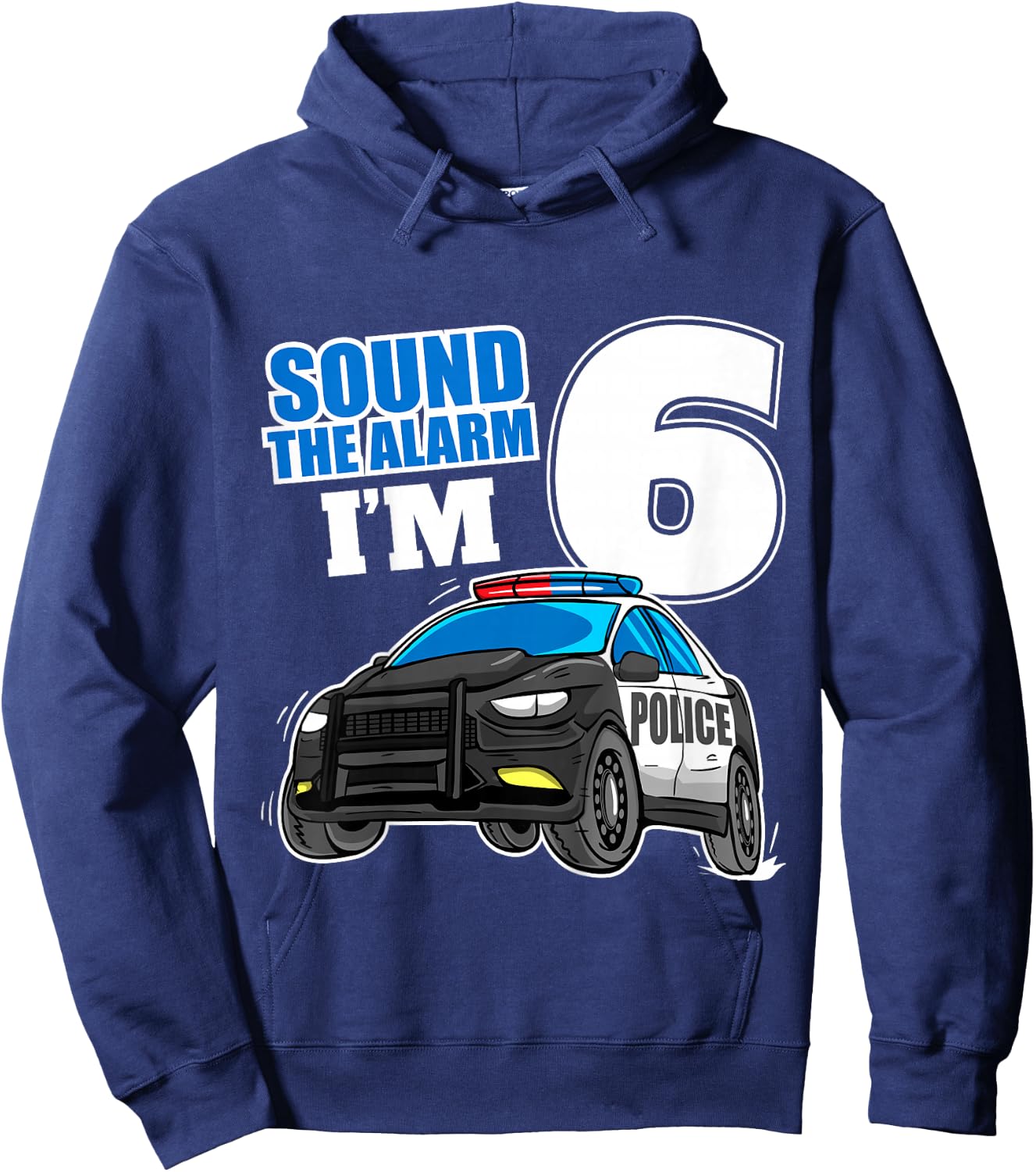 Kids Police Car 6th Birthday Boy 6 Cop Policeman Officer Six Hoodie - Hoodie | Navy