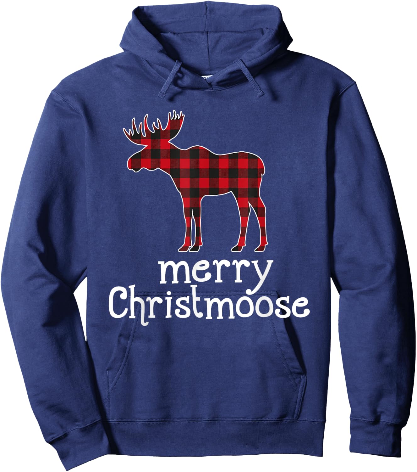 Red Plaid Merry Christmoose Christmas T Shirt Moose Lovers Hoodie - Hoodie | Navy