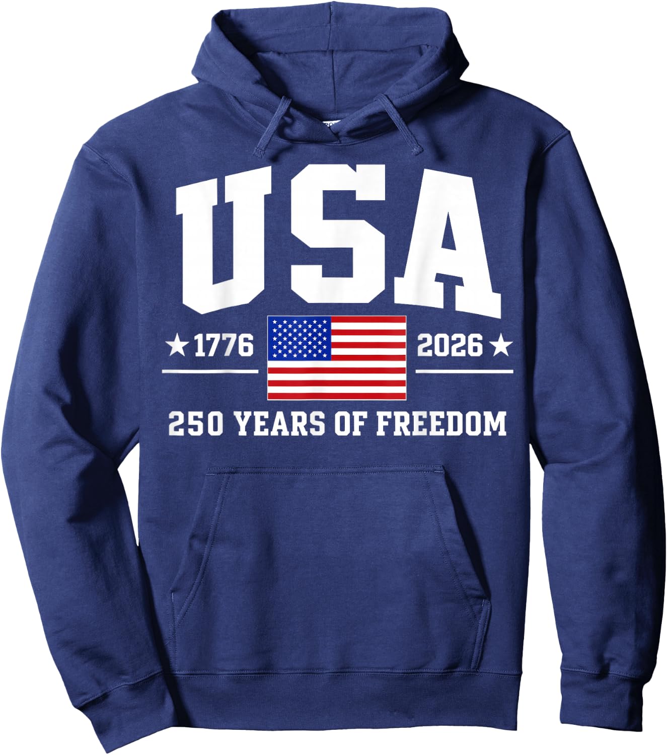 Patriotic USA 1776-2026 American Flag, 4th of July Hoodie - Hoodie | Navy
