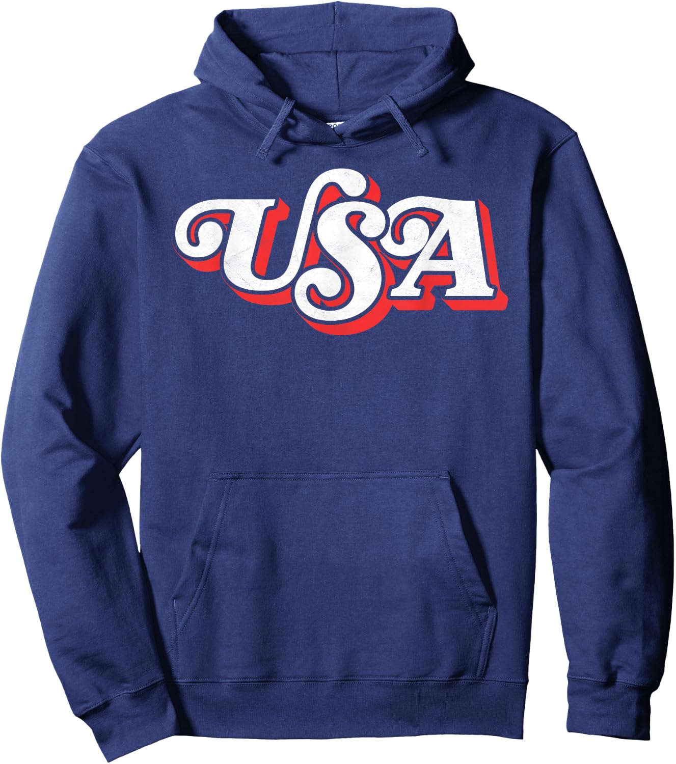 Vintage USA Retro Typography Patriotic 4th of July 80's Hoodie - Hoodie | Navy