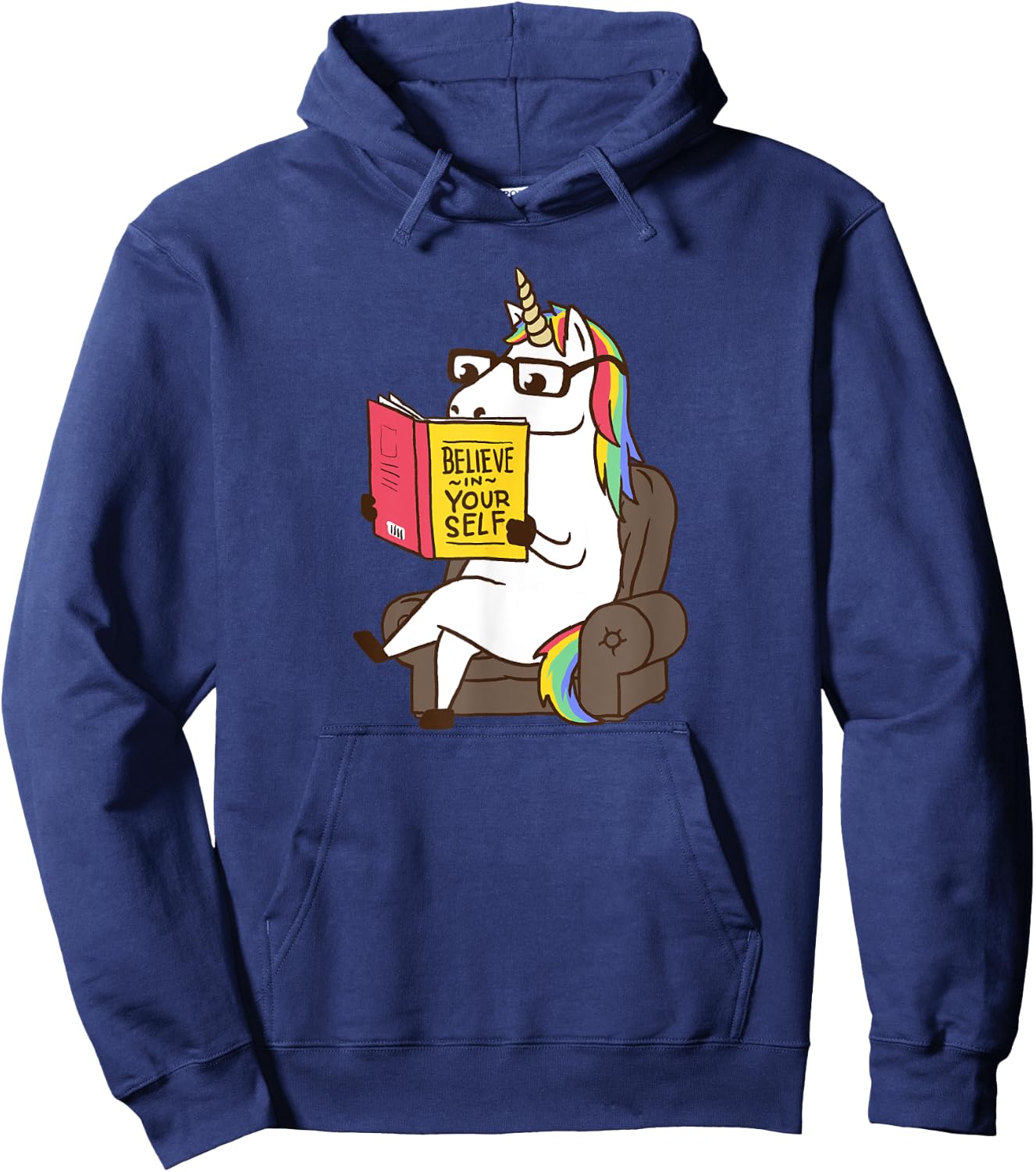 Unicorn Shirt Believe in Yourself Motivational Book Lover Hoodie - Hoodie | Navy