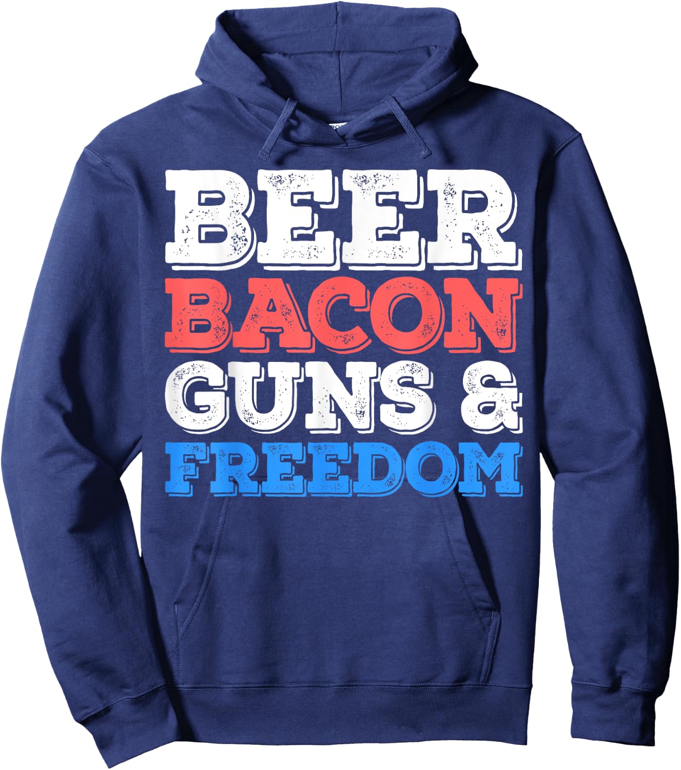 Beer Bacon Guns And Freedom Shirt Men Women 4th of July Hoodie - Hoodie | Navy