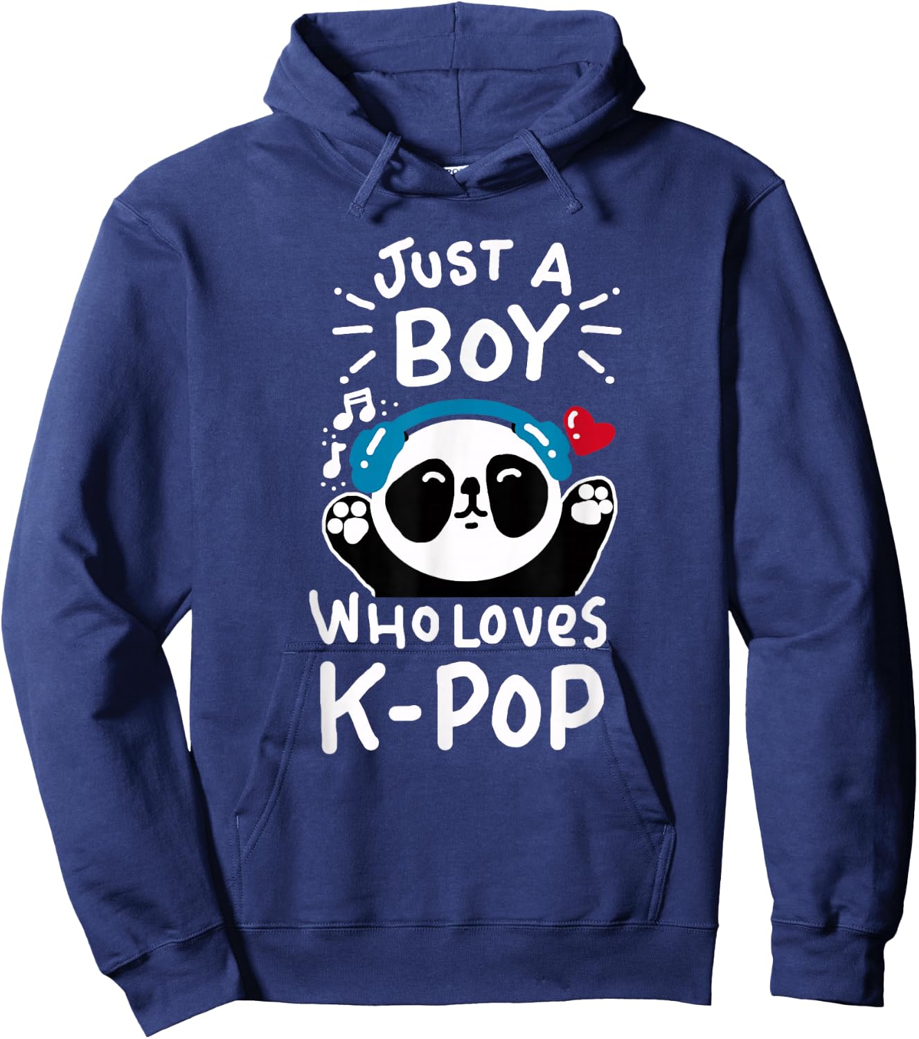 Just A Boy Who Loves K-Pop Panda KPop Shirt Quote Hoodie - Hoodie | Navy