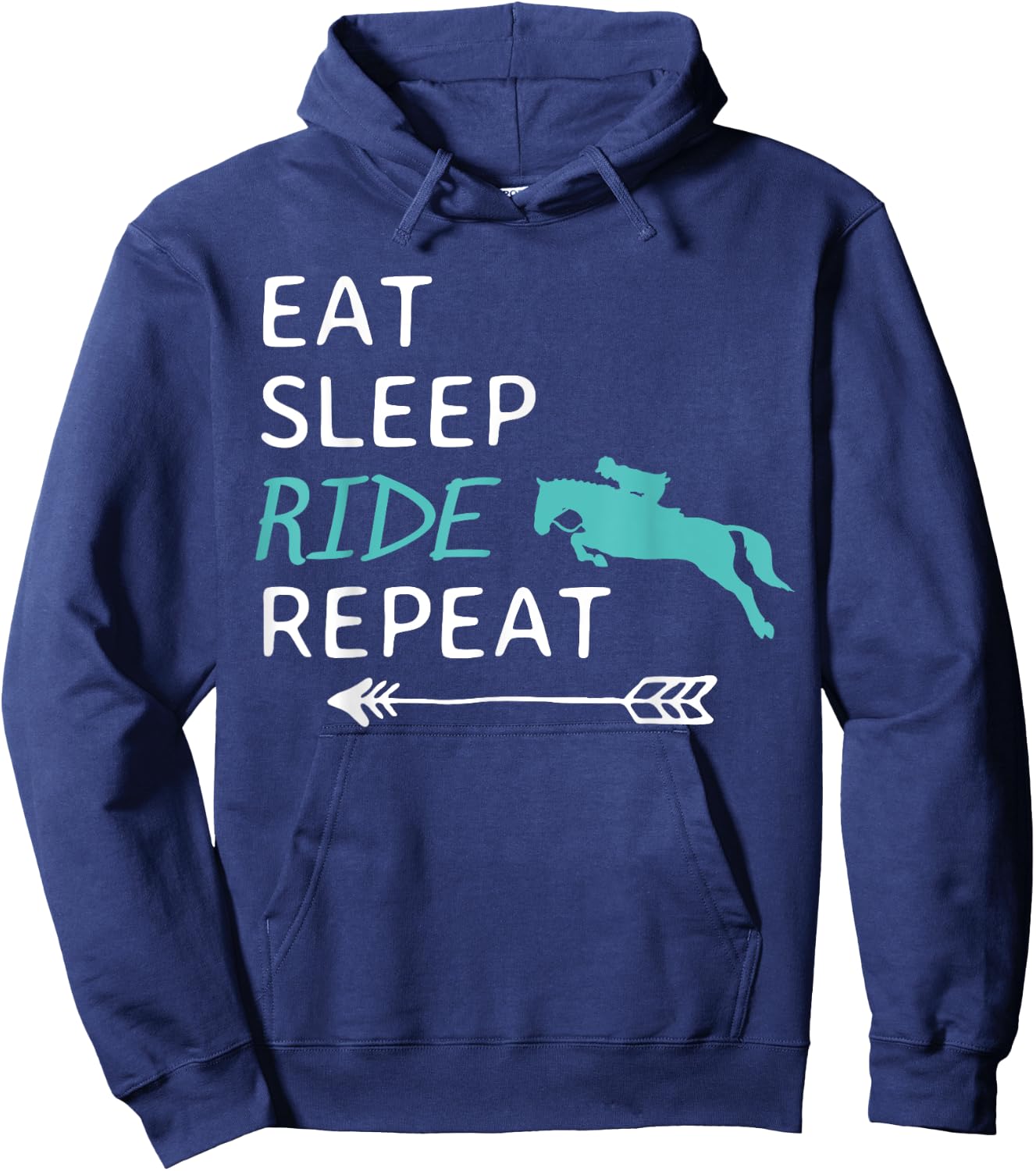 Eat Sleep Ride Horses Repeat Horseback Riding Hoodie - Hoodie | Navy