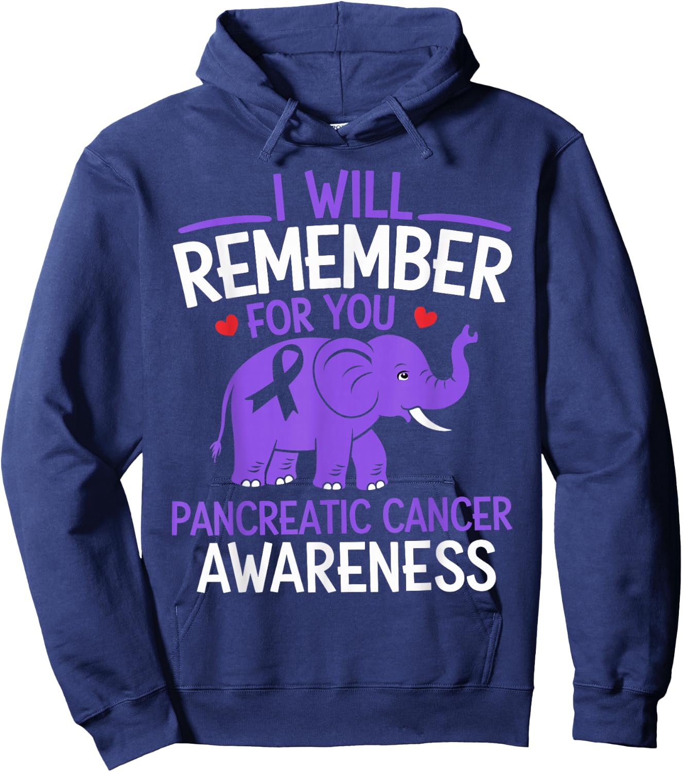 Pancreatic Cancer Awareness Elephant I Will Remember For You Hoodie - Hoodie | Navy