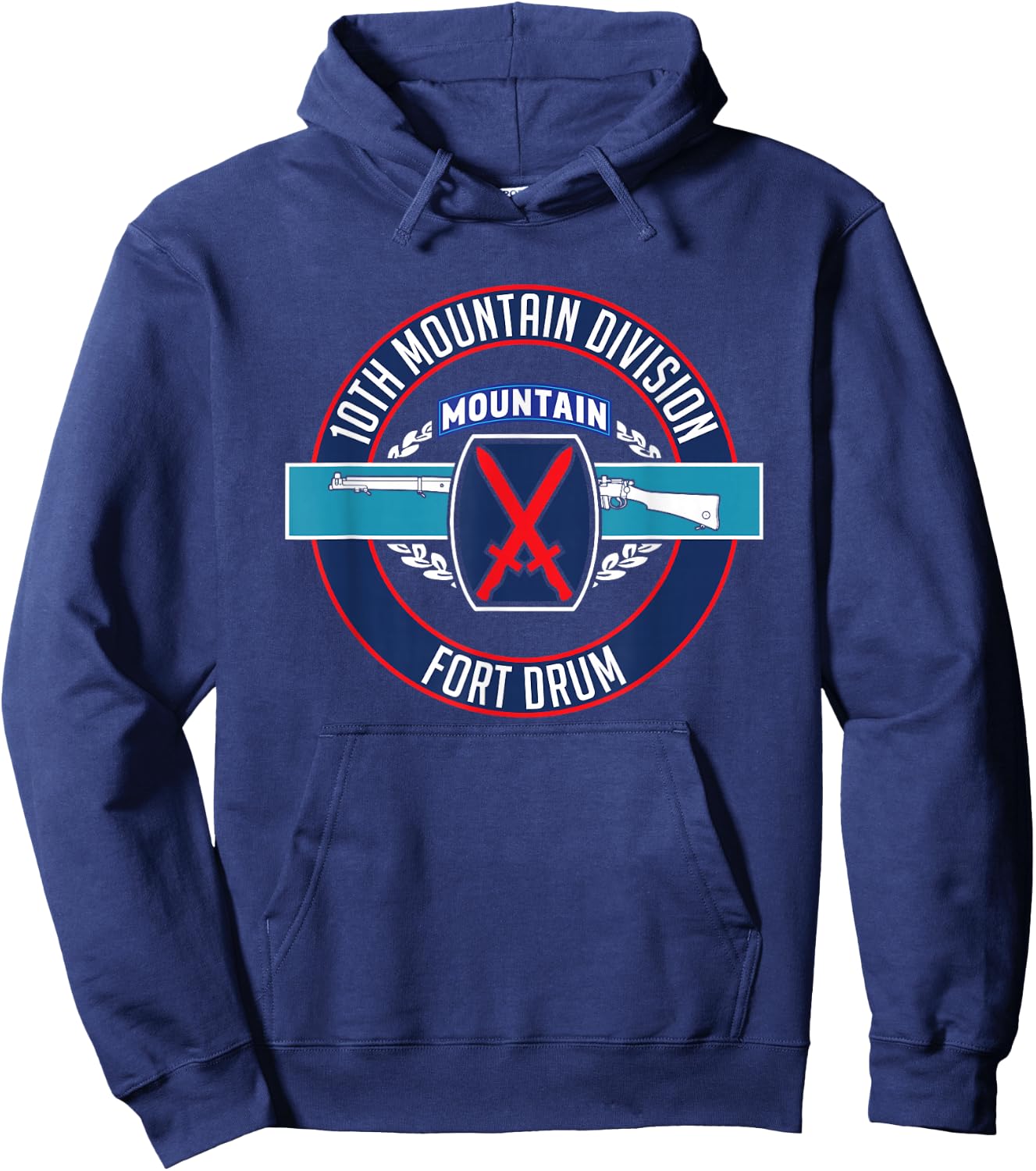 Fort Drum 10th Mountain Division Infantry T Shirt Hoodie - Hoodie | Navy