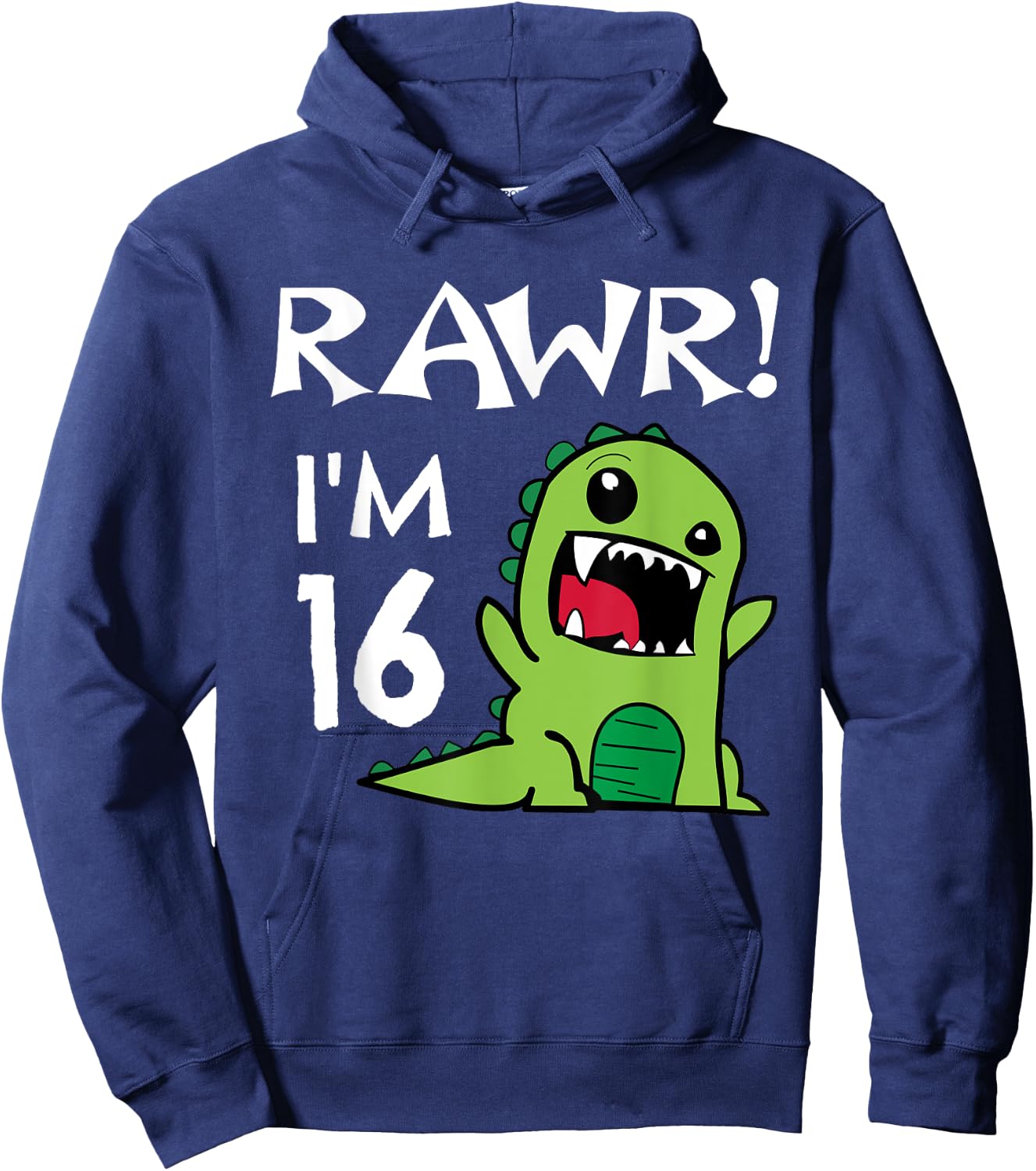 16th Birthday - Sweet 16 Year Old Dinosaur Shirt Hoodie - Hoodie | Navy