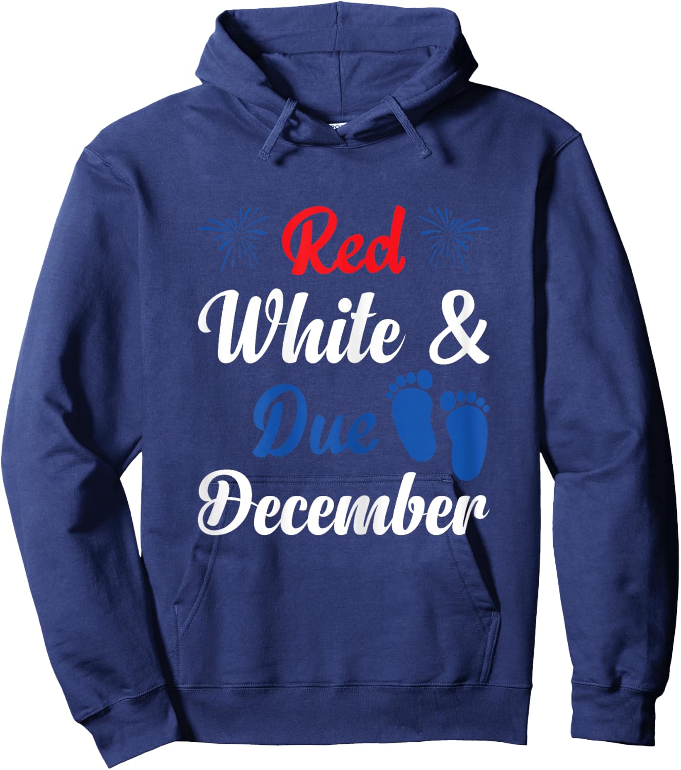 Red White Due December Pregnancy Announcement 4th Of July Hoodie - Hoodie | Navy