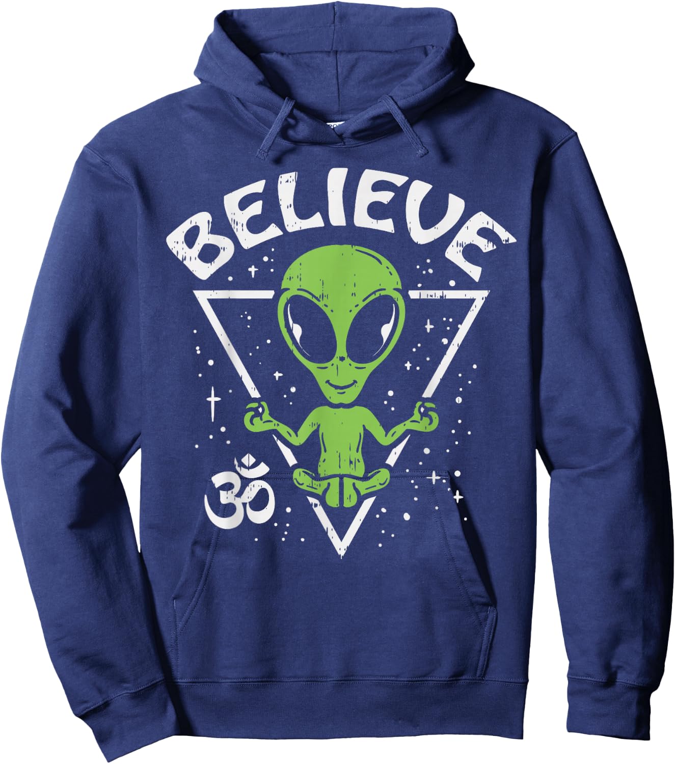 Meditating Alien Believe Zen Inner Peace ET Ufo Yoga Om Hoodie - Hoodie | Navy