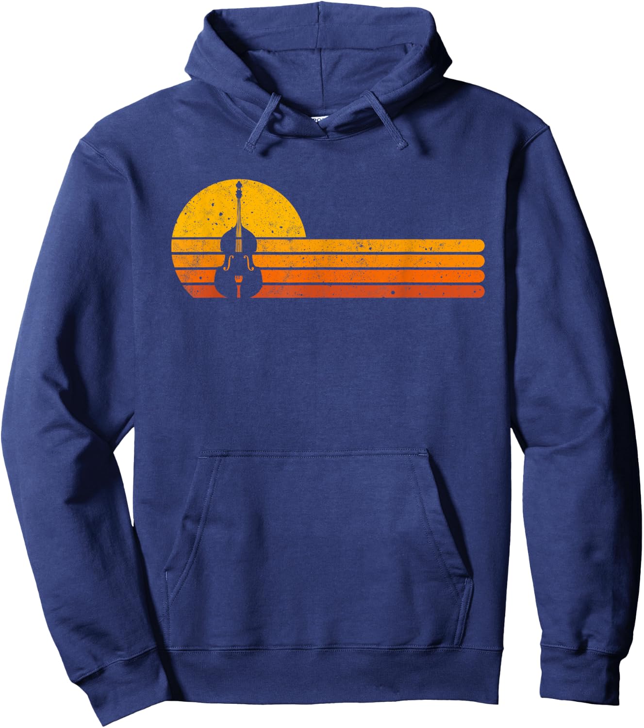 Funny Musician For Upright Bass Players Retro Double Bass Jazz Instruments Music - Black, -Adults, Short Sleeve, , Medium, , Classic Fit Hoodie - Hoodie | Navy