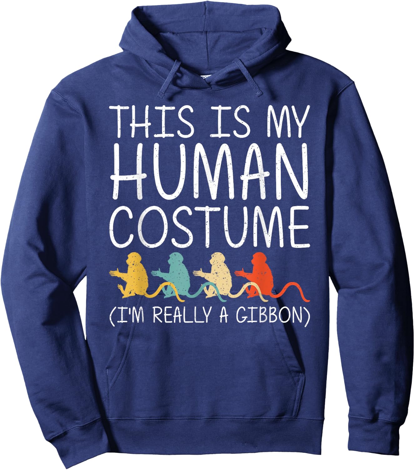 Gibbon Halloween Human Costume Lesser ape Lar Easy DIY Gift Hoodie - Hoodie | Navy