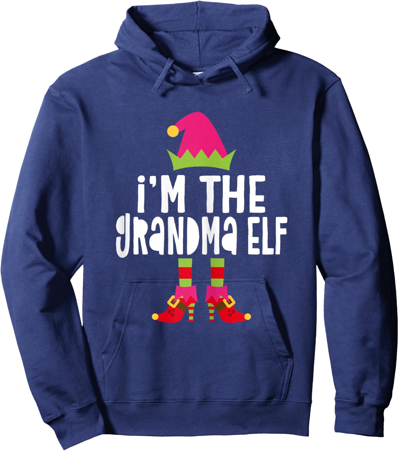 I'm The Grandma Elf Shirt Women Matching Christmas Elf Hoodie - Hoodie | Navy