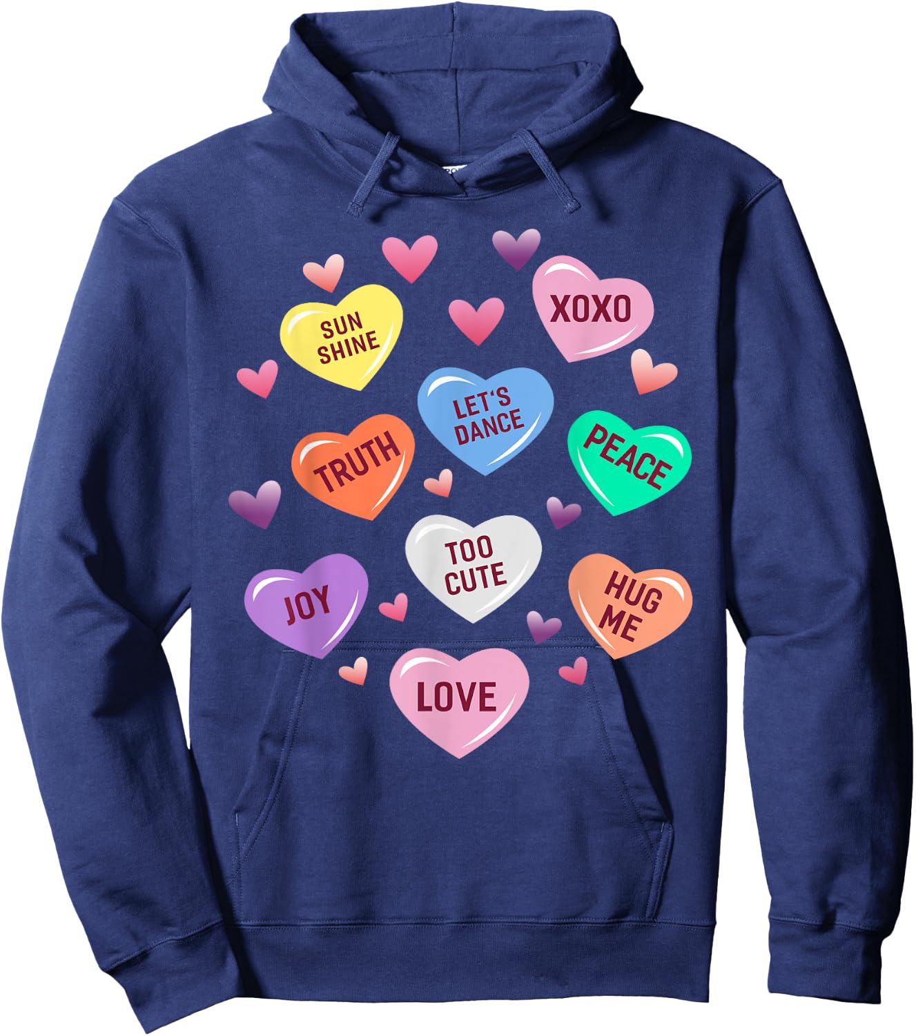 Valentine's Day Heart Candy Design Woman & Kids Hoodie - Hoodie | Navy