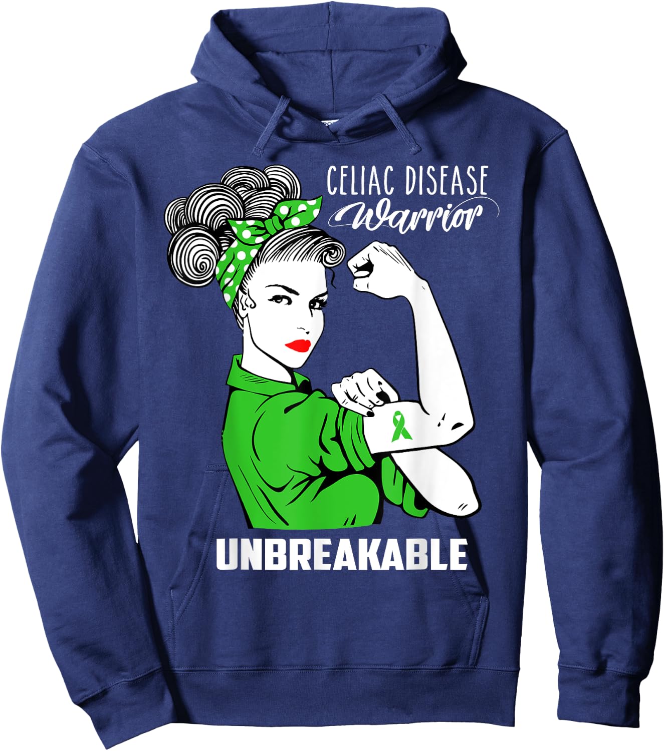 Celiac Disease Warrior Unbreakable Shirt Awareness Gift Hoodie - Hoodie | Navy