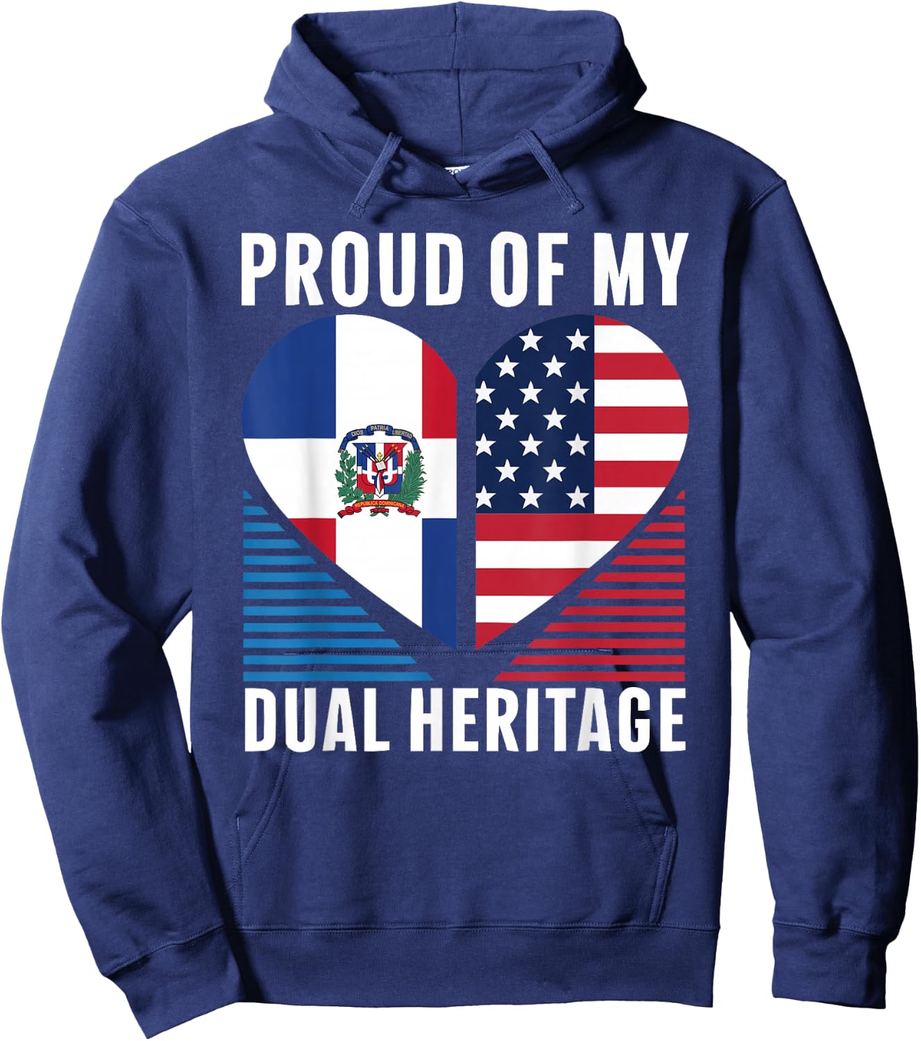 Half Dominican Half American USA Flag Dominican Republic Hoodie - Hoodie | Navy