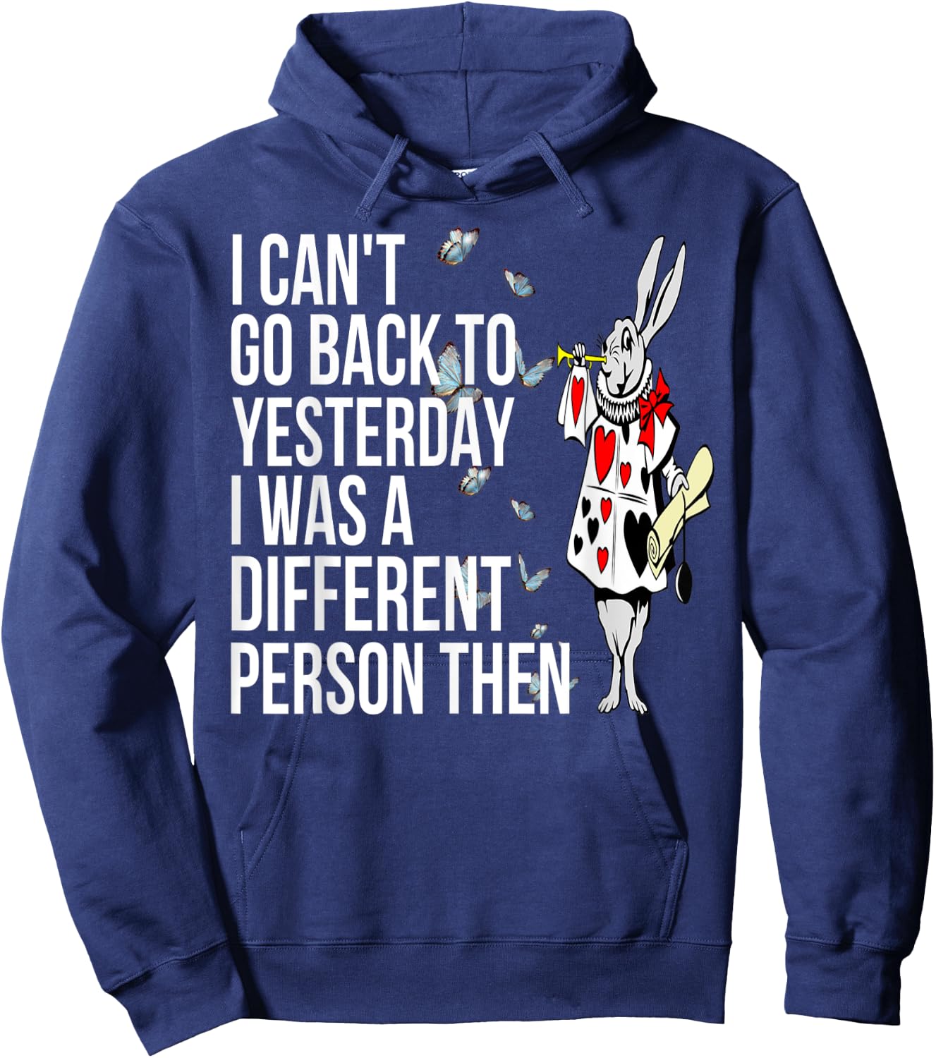 WHITE RABBIT Alice in Wonderland-Men Women Kids T Shirt Hoodie - Hoodie | Navy