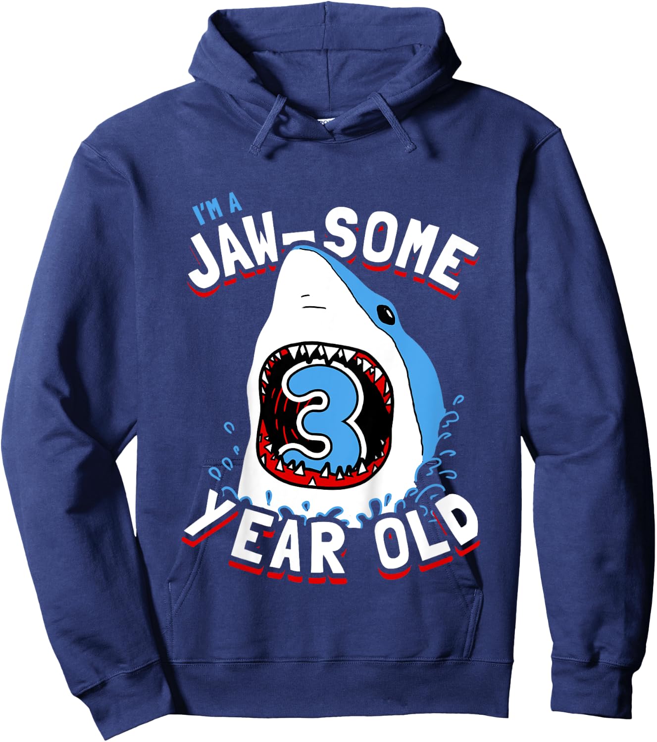 Kids 3rd Birthday Boys Shark | Jaw-some 3 Year Old Hoodie - Hoodie | Navy