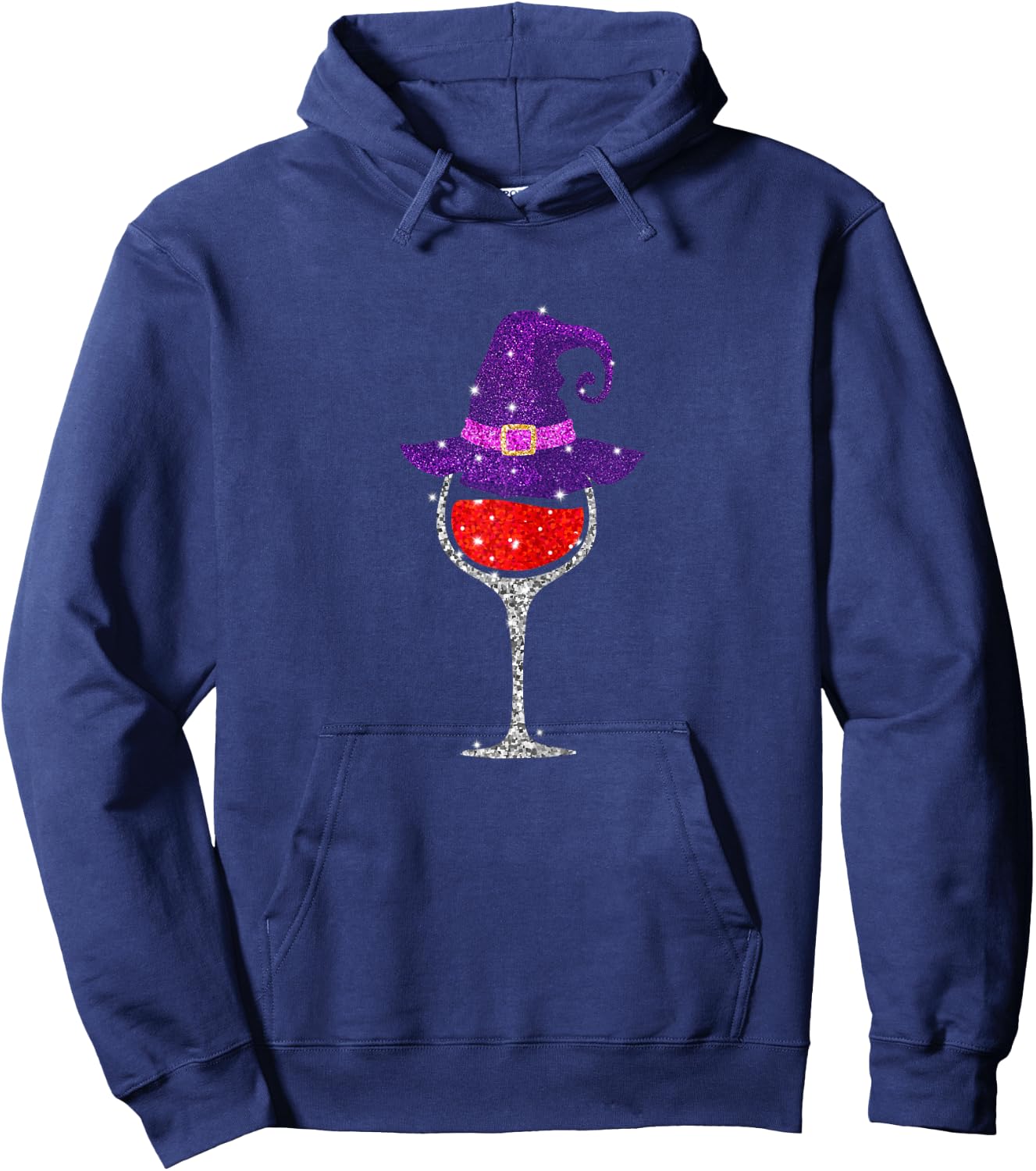 Wine Glass Witch Hat Cute Wine Lover Halloween Hoodie - Hoodie | Navy