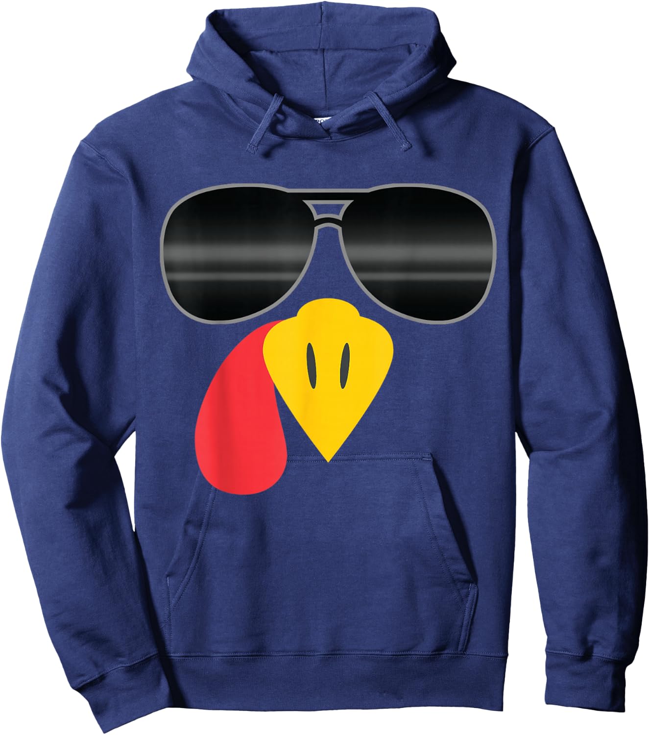 Turkey Face Sunglasses Thanksgiving Hoodie - Hoodie | Navy