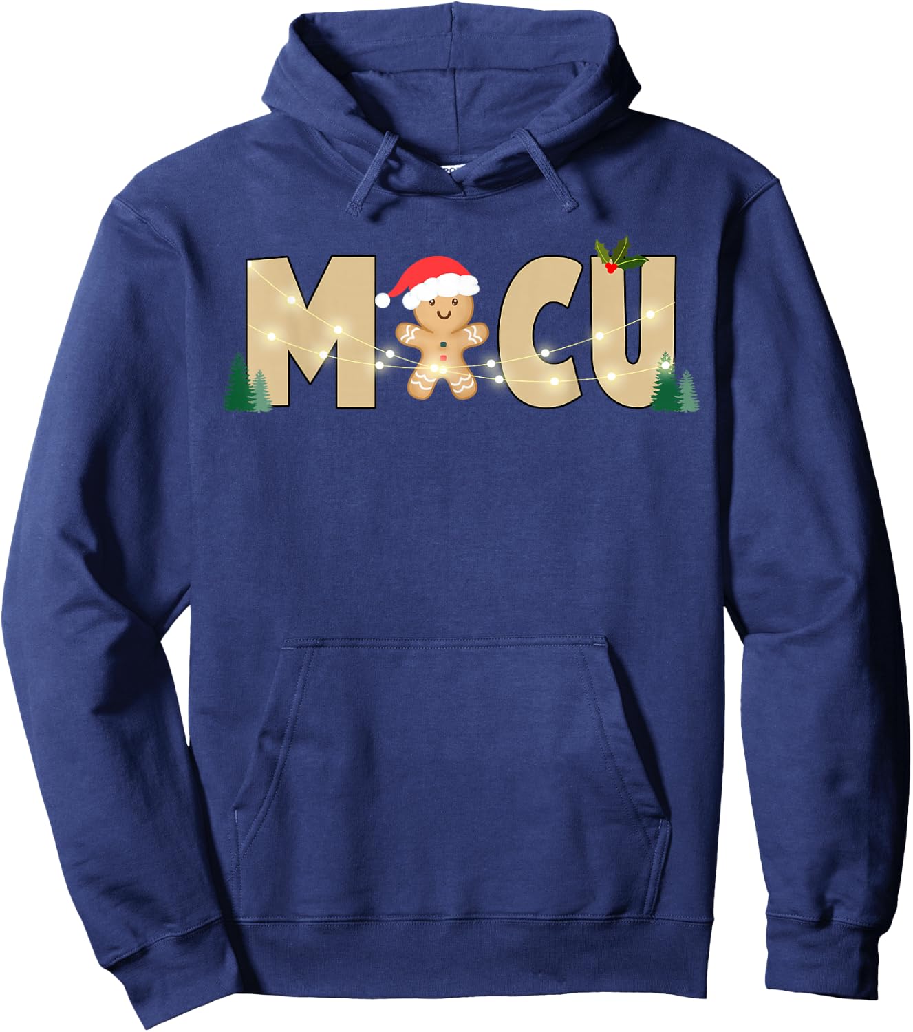 Retro MICU Medical Intensive Care Unit Gingerbread Christmas Hoodie - Hoodie | Navy