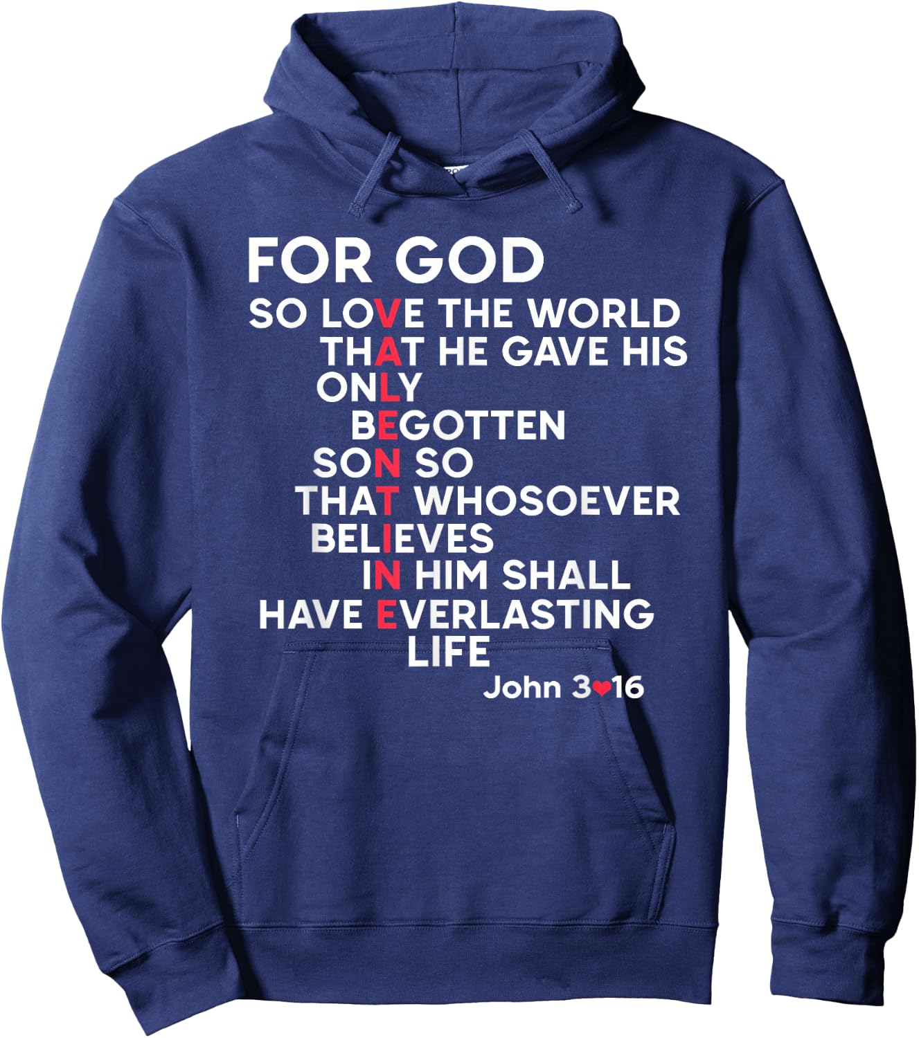 Christian For God Bible Verse Jonh 3 16 Jesus Valentine Hoodie - Hoodie | Navy