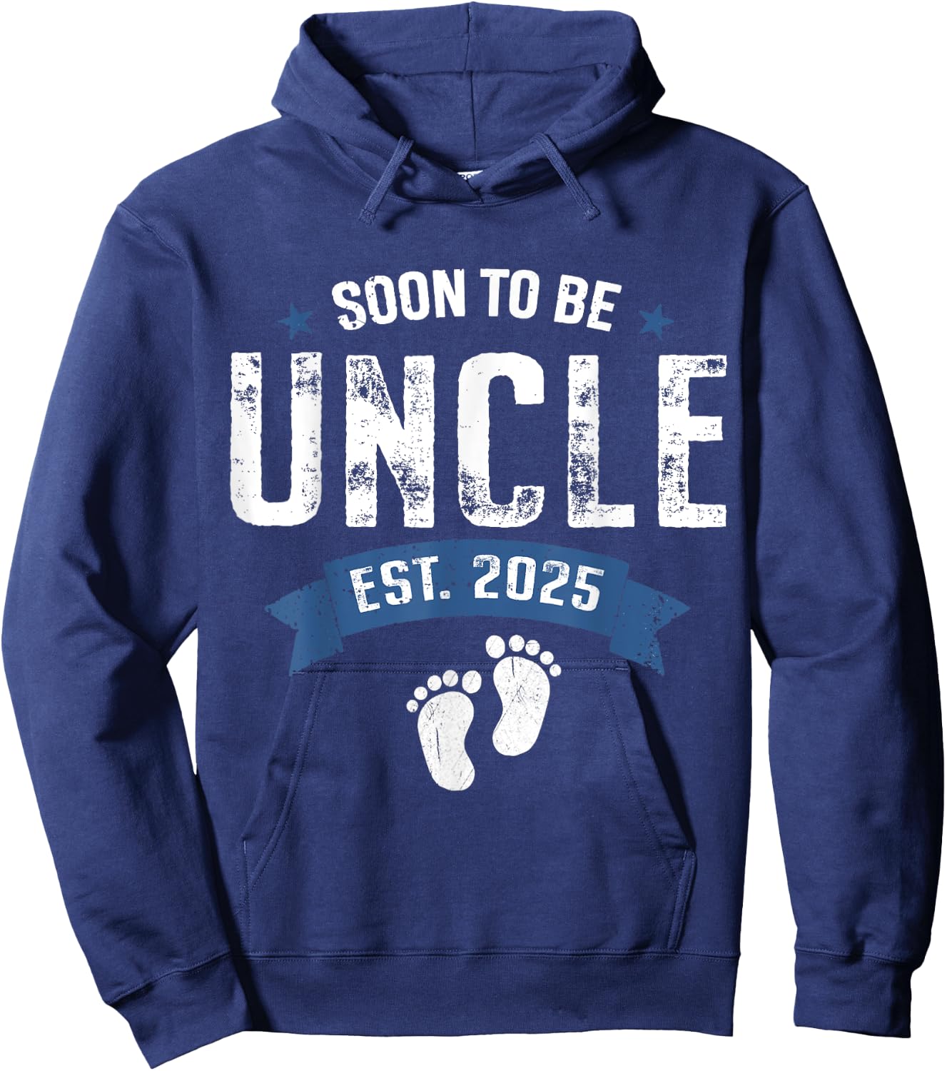 Soon To Be Uncle Est. 2025 Retro Pregnancy Announcement Hoodie - Hoodie | Navy