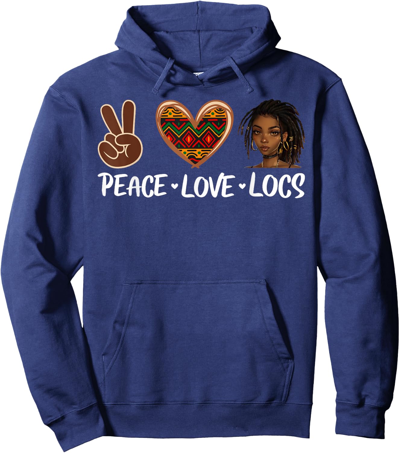 Peace Love Locs Black Melanin Women African History Month Hoodie - Hoodie | Navy