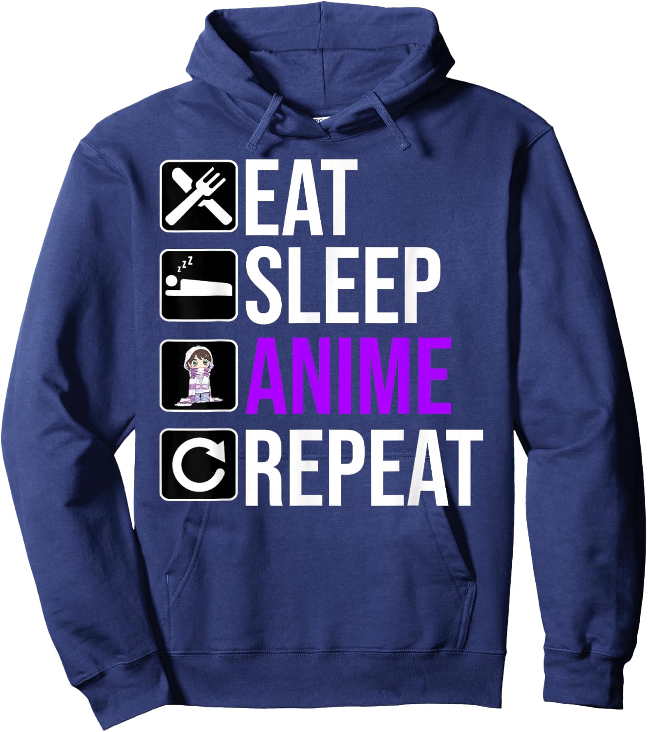 Anime Lover Funny - Eat Sleep Anime Repeat Hoodie - Hoodie | Navy