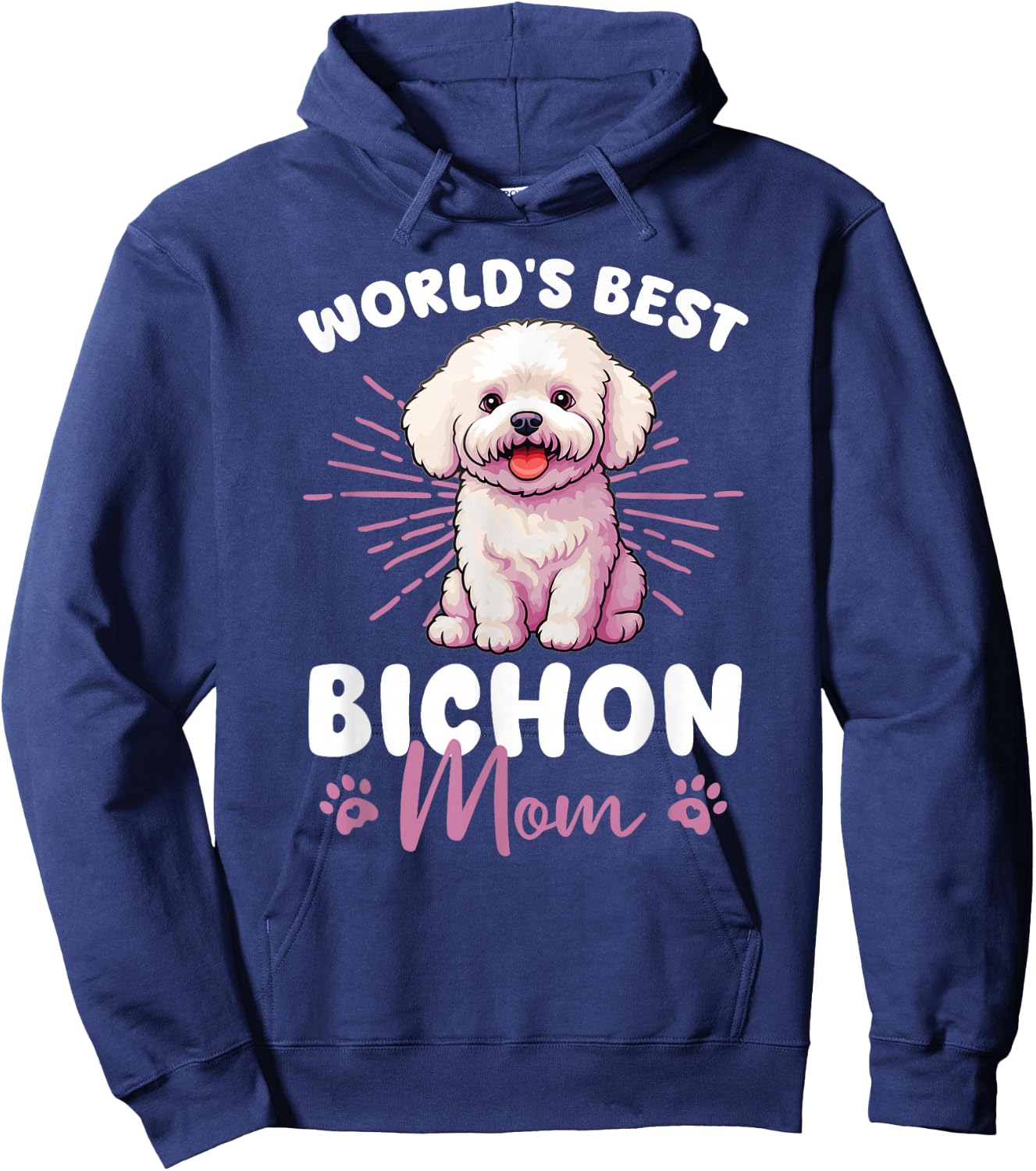 Bichon Frise Groovy World's Best Bichon Mom Hoodie - Hoodie | Navy