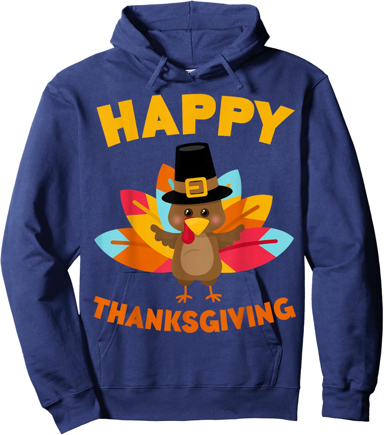 Happy Thanksgiving Shirt Adult Kids Thanksgiving Day Hoodie - Hoodie | Navy