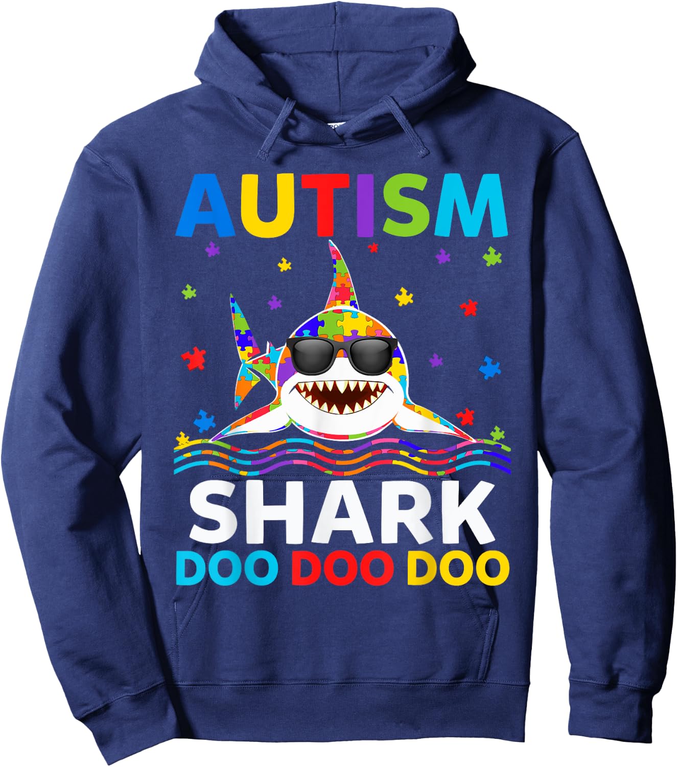 Funny Autism Shark Puzzle Awareness Day Cute For Boys Girls Hoodie - Hoodie | Navy