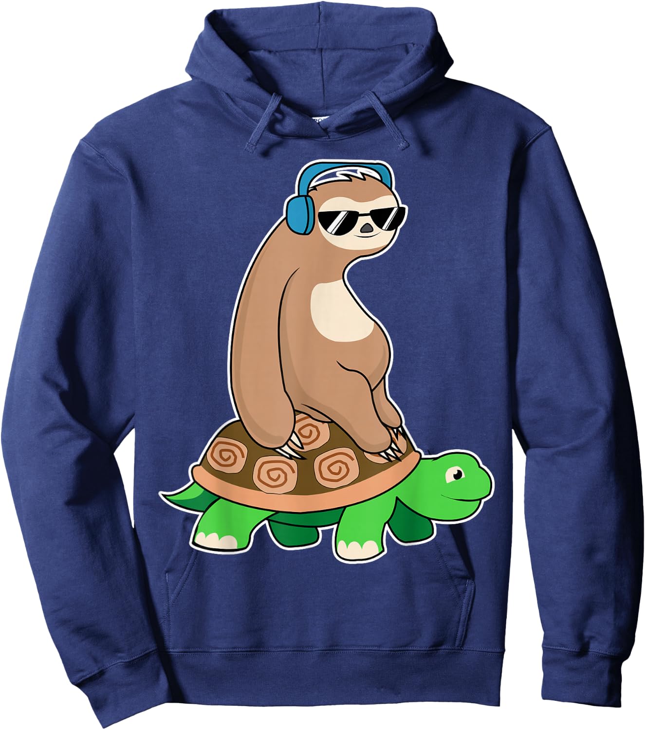 Sloth Riding Turtle - Lazy Sloth T Shirt Gift Hoodie - Hoodie | Navy