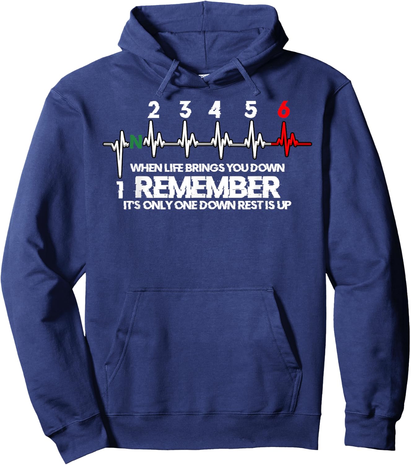 Funny Motorcycle Biker 1N23456 Bike Gear Shift Gift Hoodie - Hoodie | Navy