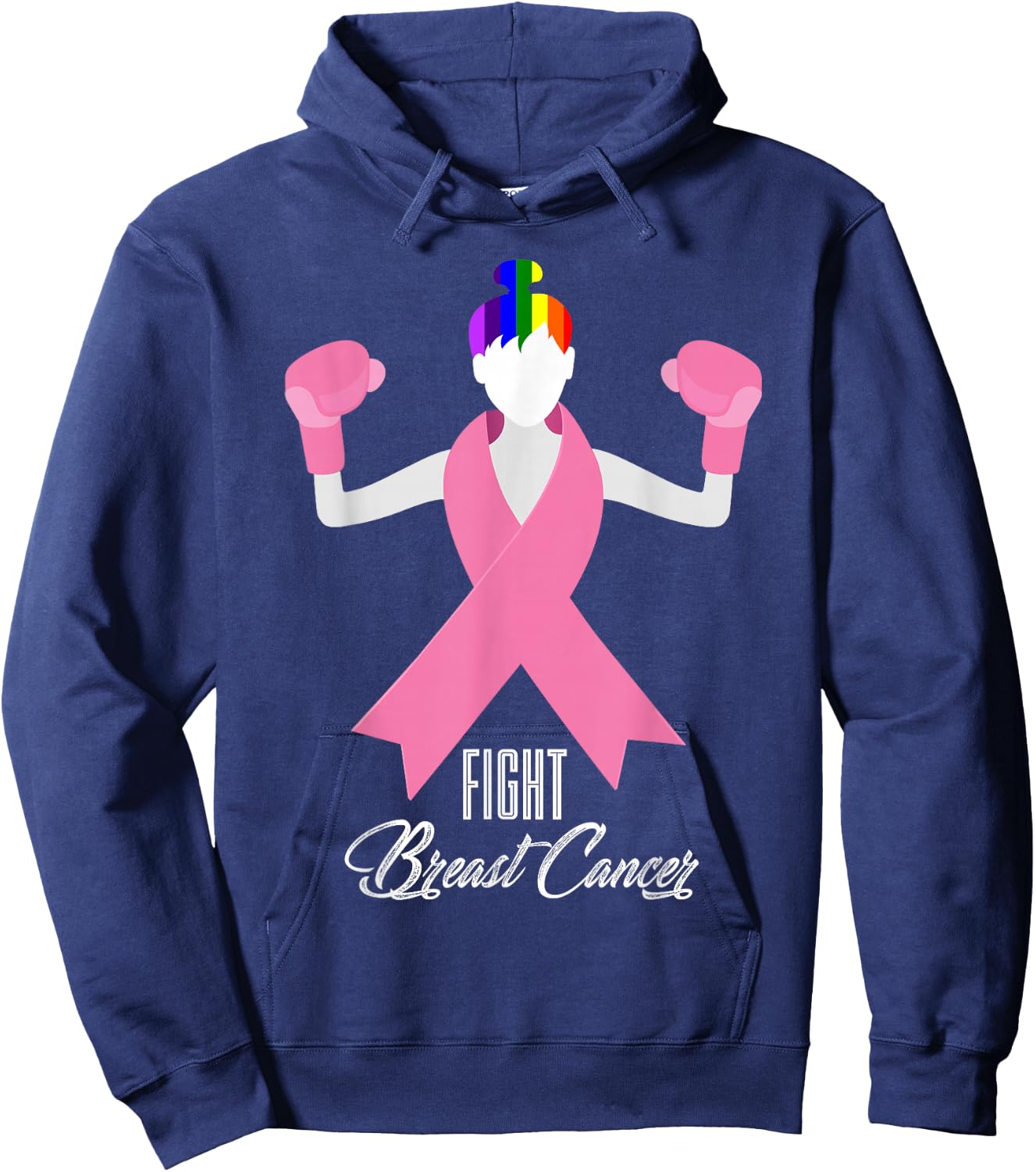 LBGT Fight Breast Cancer | Gay Cancer Hoodie - Hoodie | Navy
