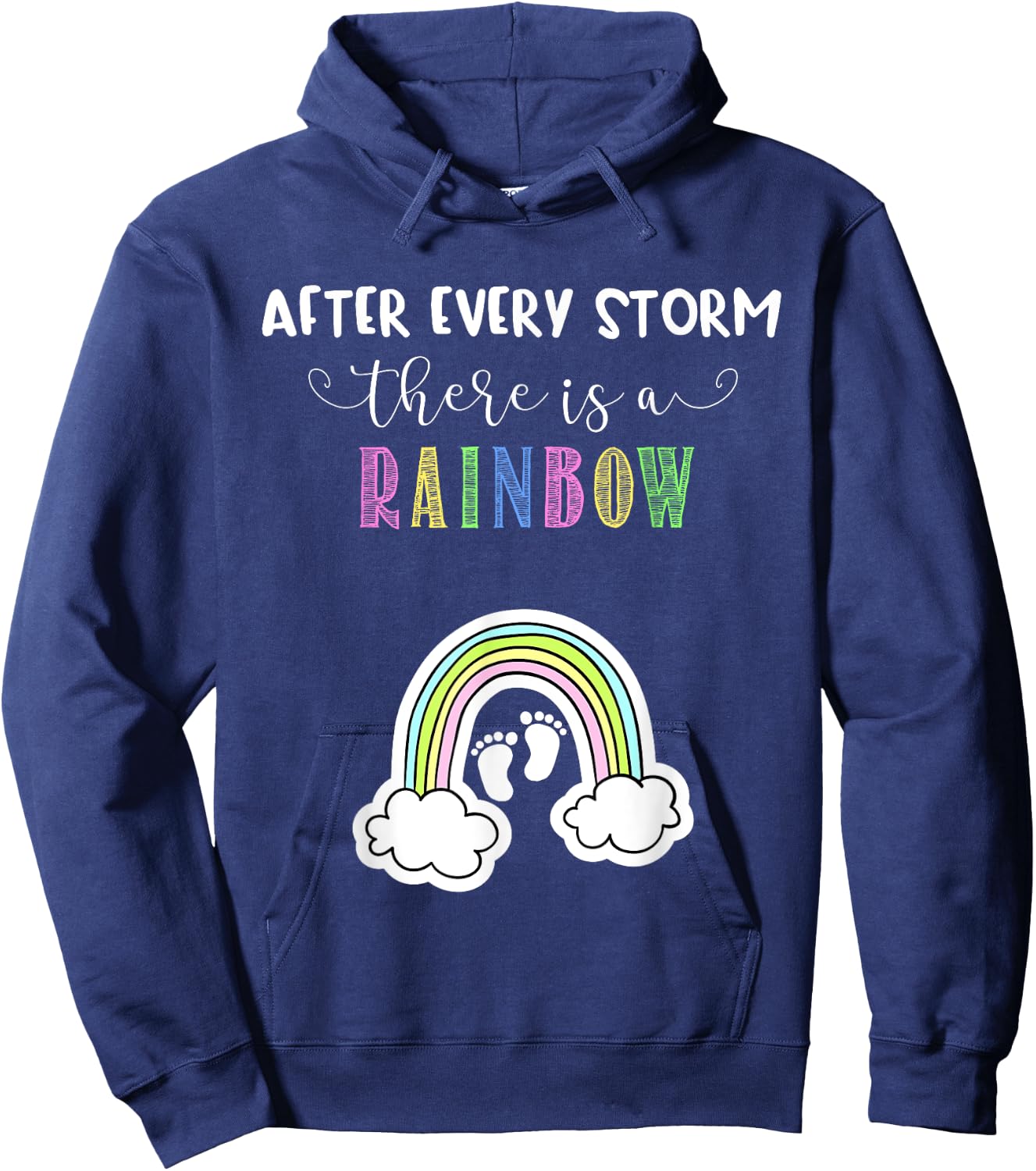 Pregnancy Announcement for Rainbow Baby After Storm Pregnant Hoodie - Hoodie | Navy