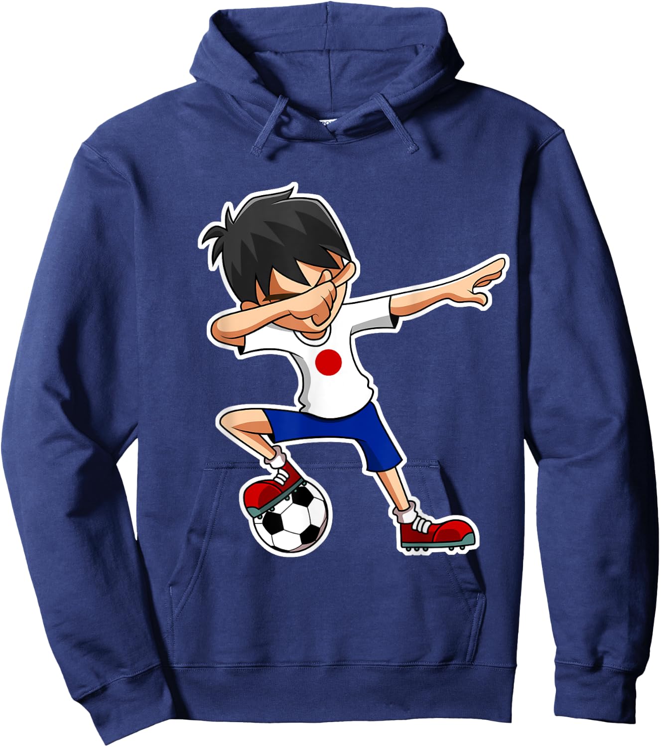 Dabbing Soccer Boy Japan Shirt, Japanese Flag Jersey Hoodie - Hoodie | Navy
