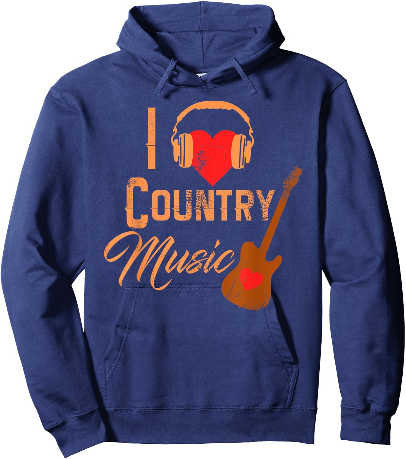I Love Country Music Shirt Heart Design Country Western Hoodie - Hoodie | Navy